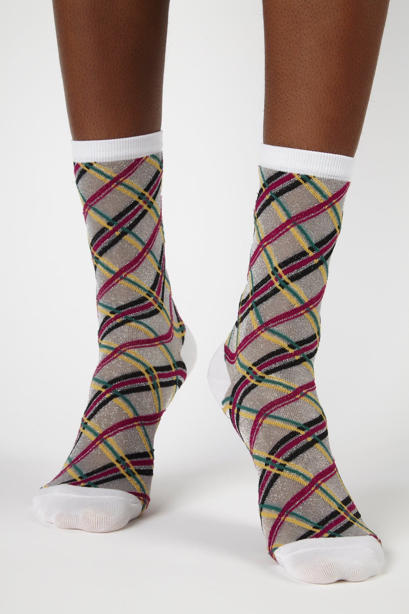 White criss cross multicolour sheer socks_4