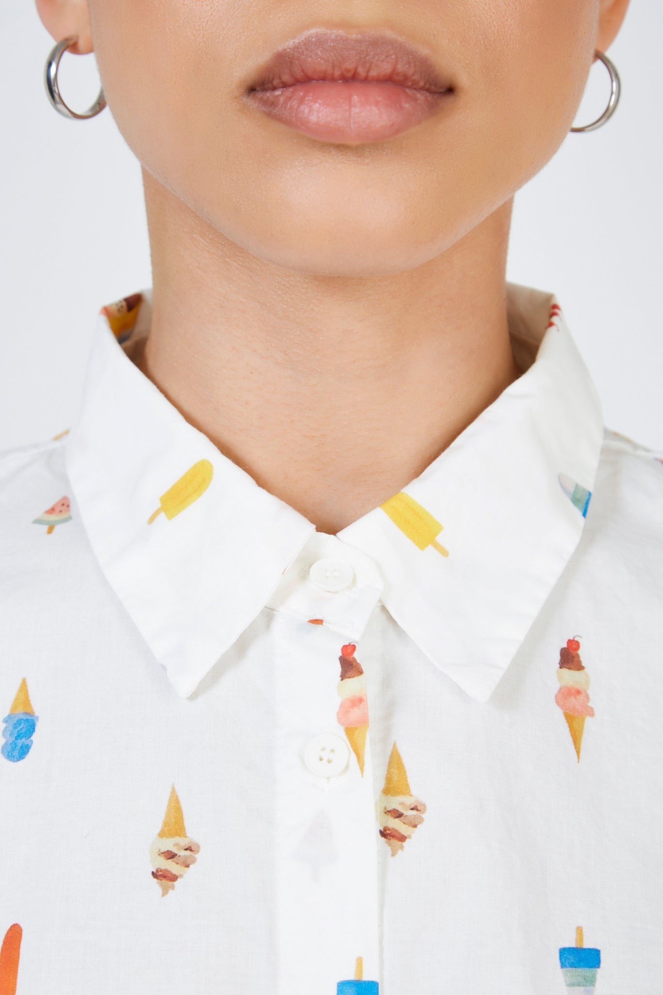 White ice cream print shirt_5