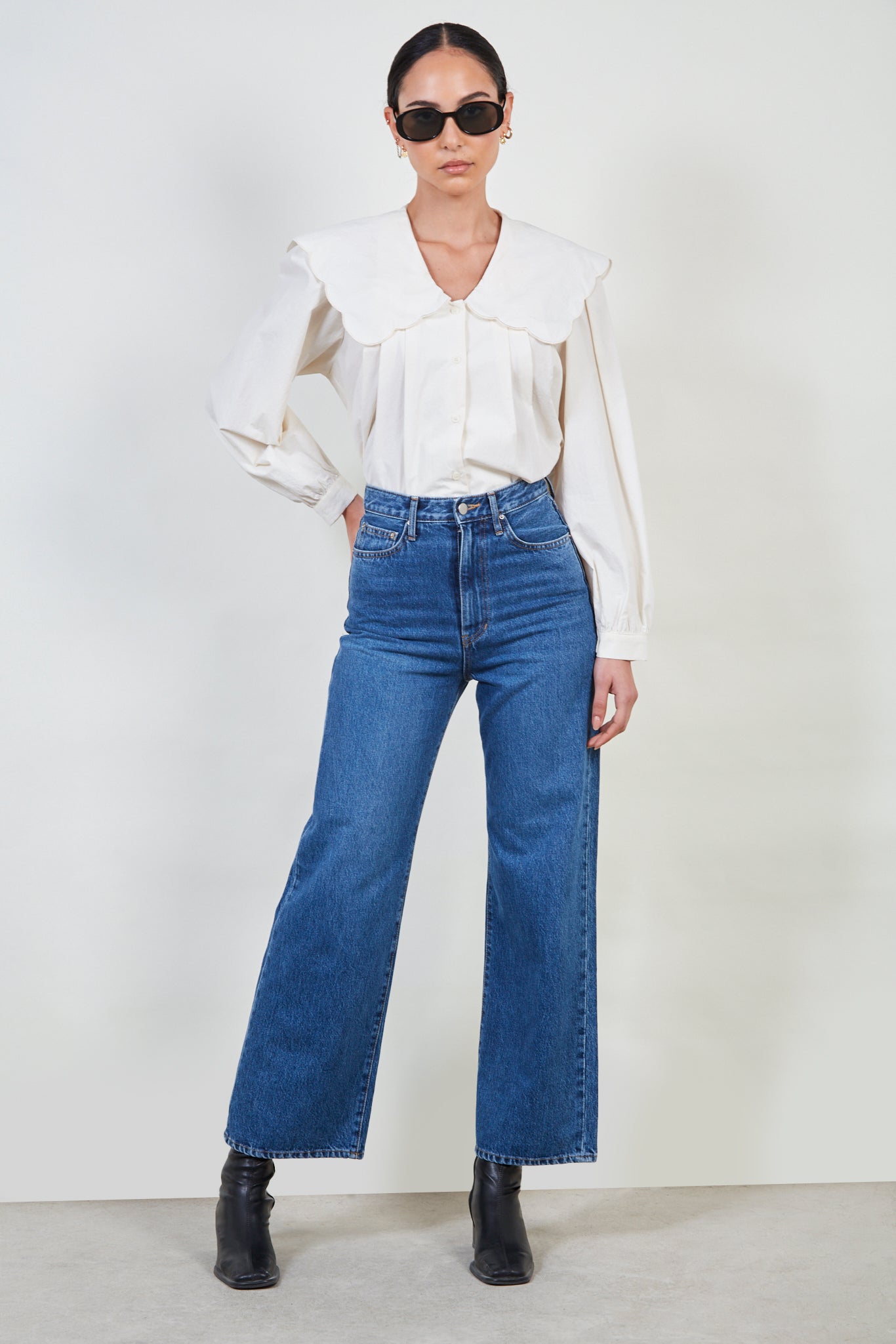 Dark blue wide leg jeans_3