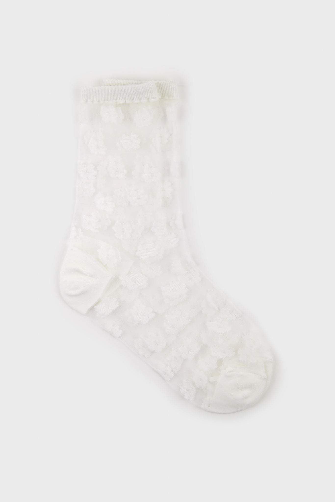 White sheer tiny flower socks_2