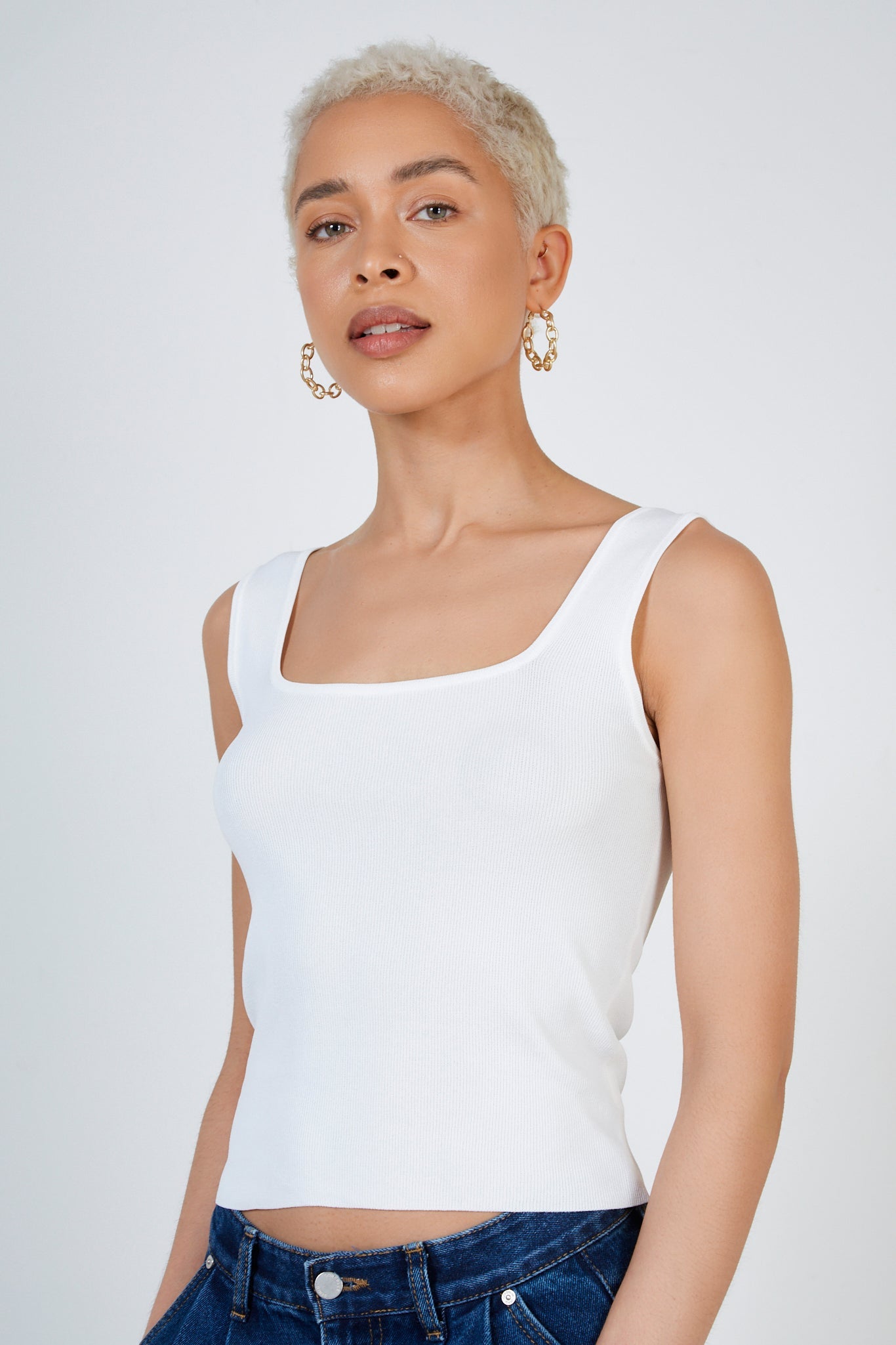 White thick strap knit tank_1