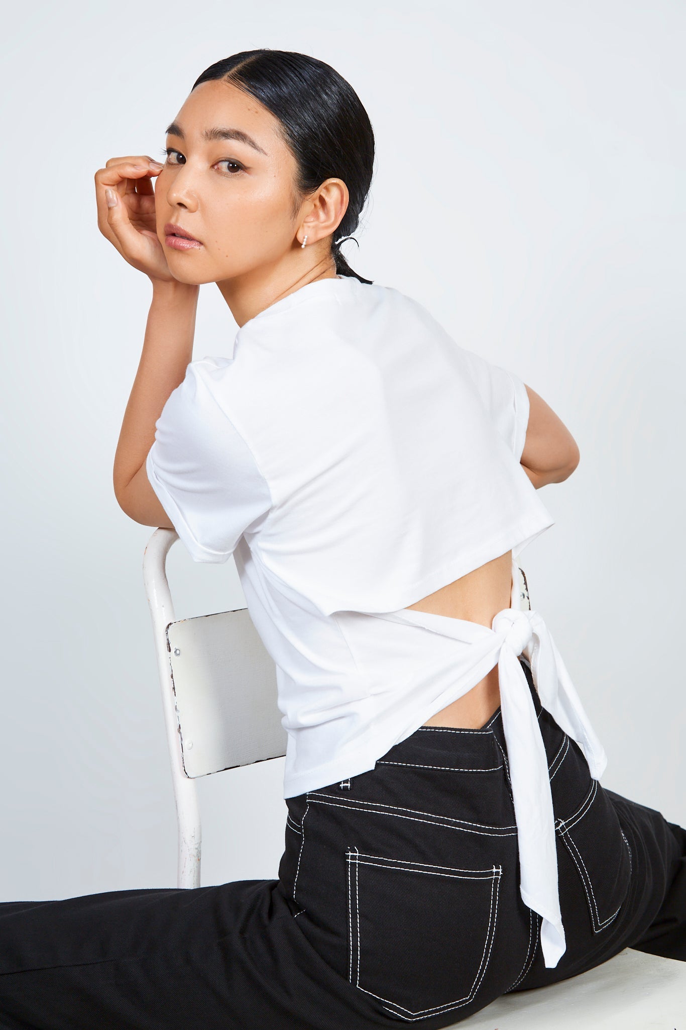 White tie back tee_1