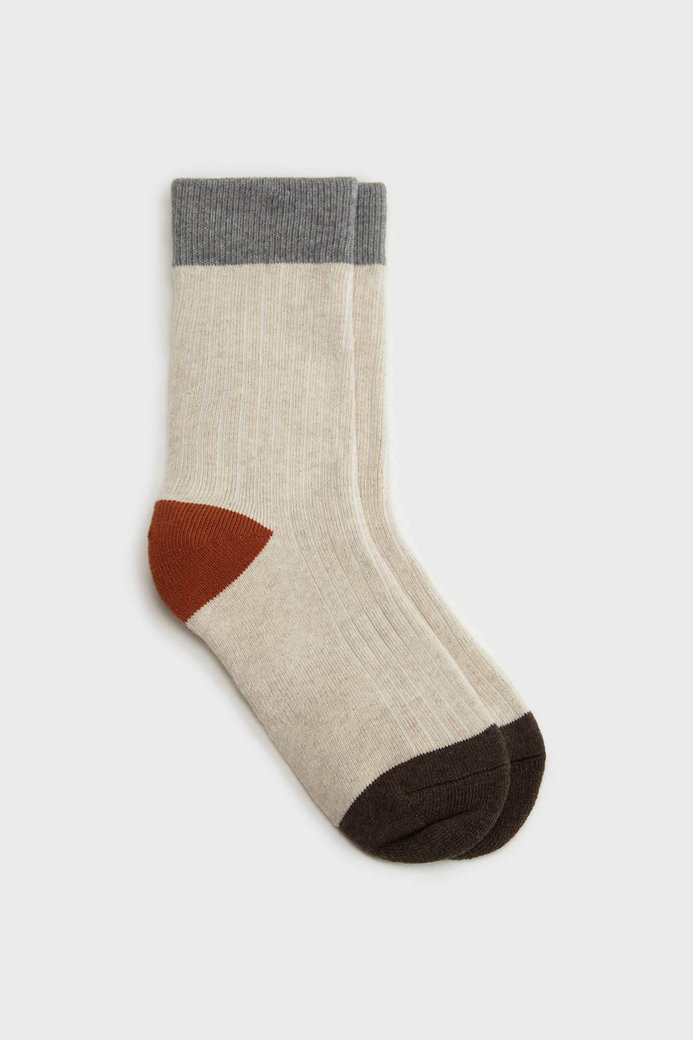 White tricolour ribbed socks_1