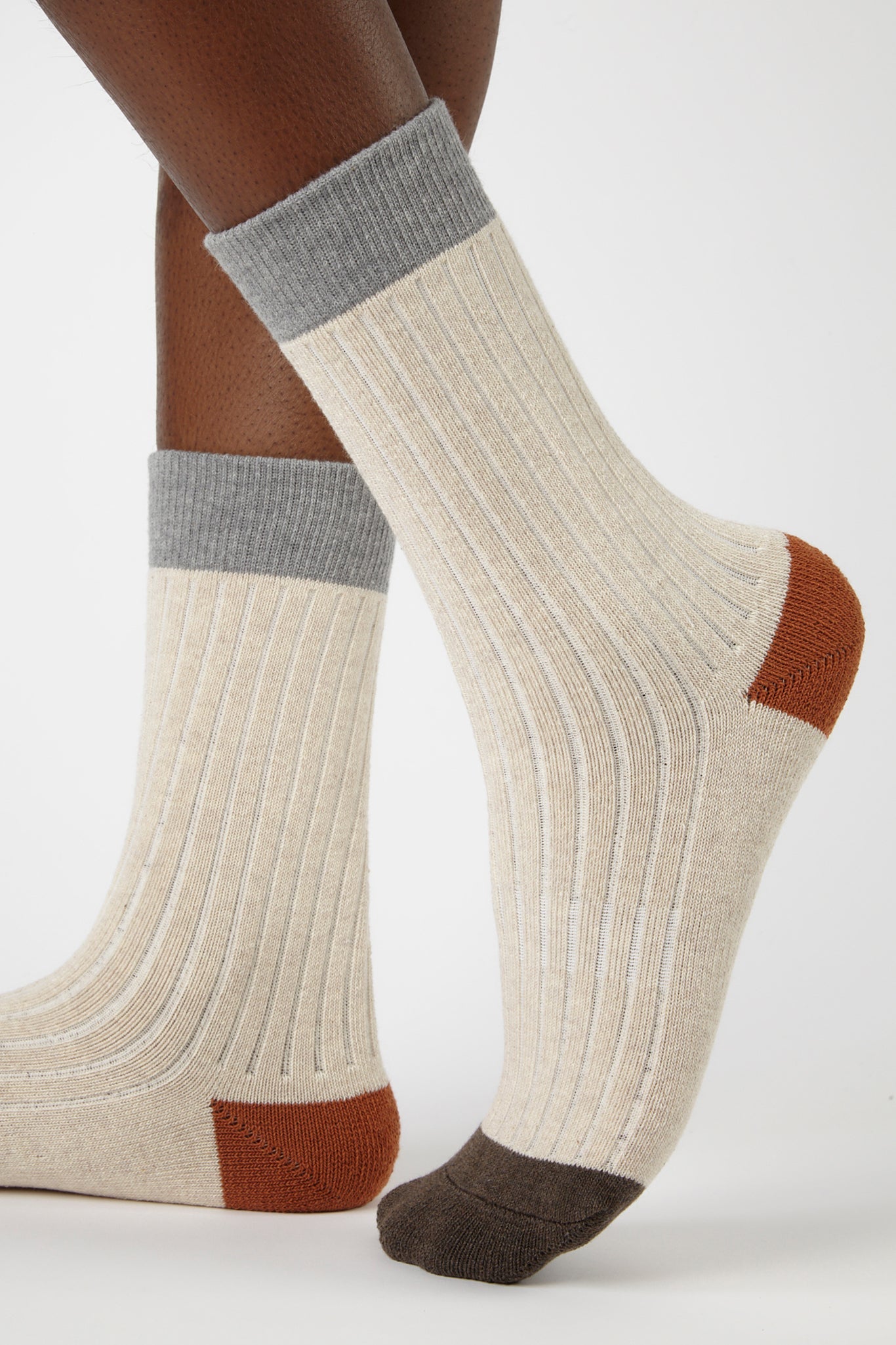 White tricolour ribbed socks_3