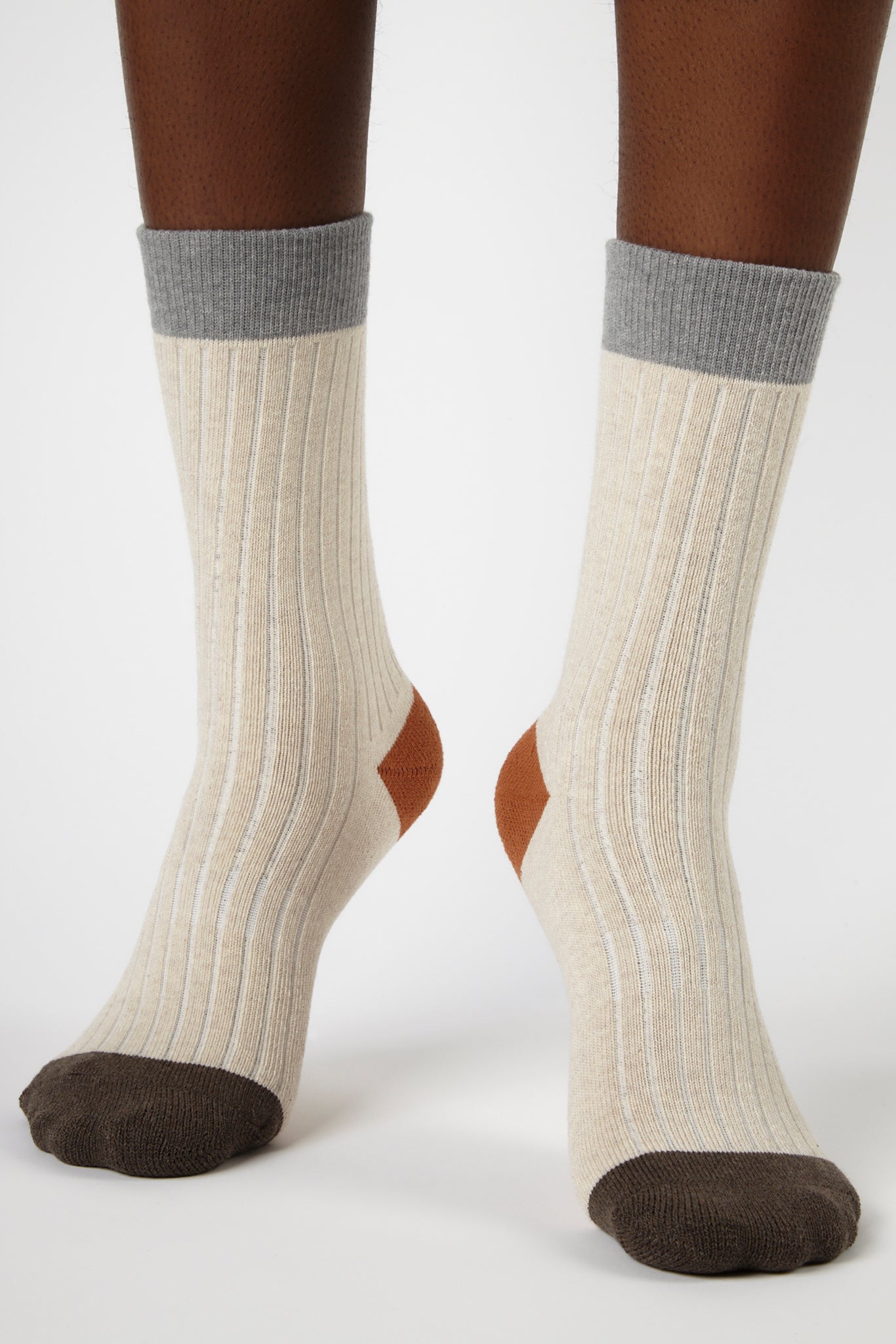 White tricolour ribbed socks_4