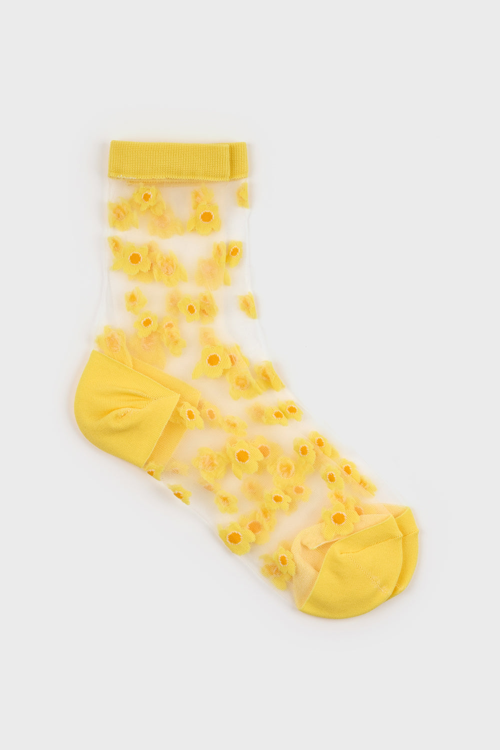 Yellow mixed flower sheer socks_3