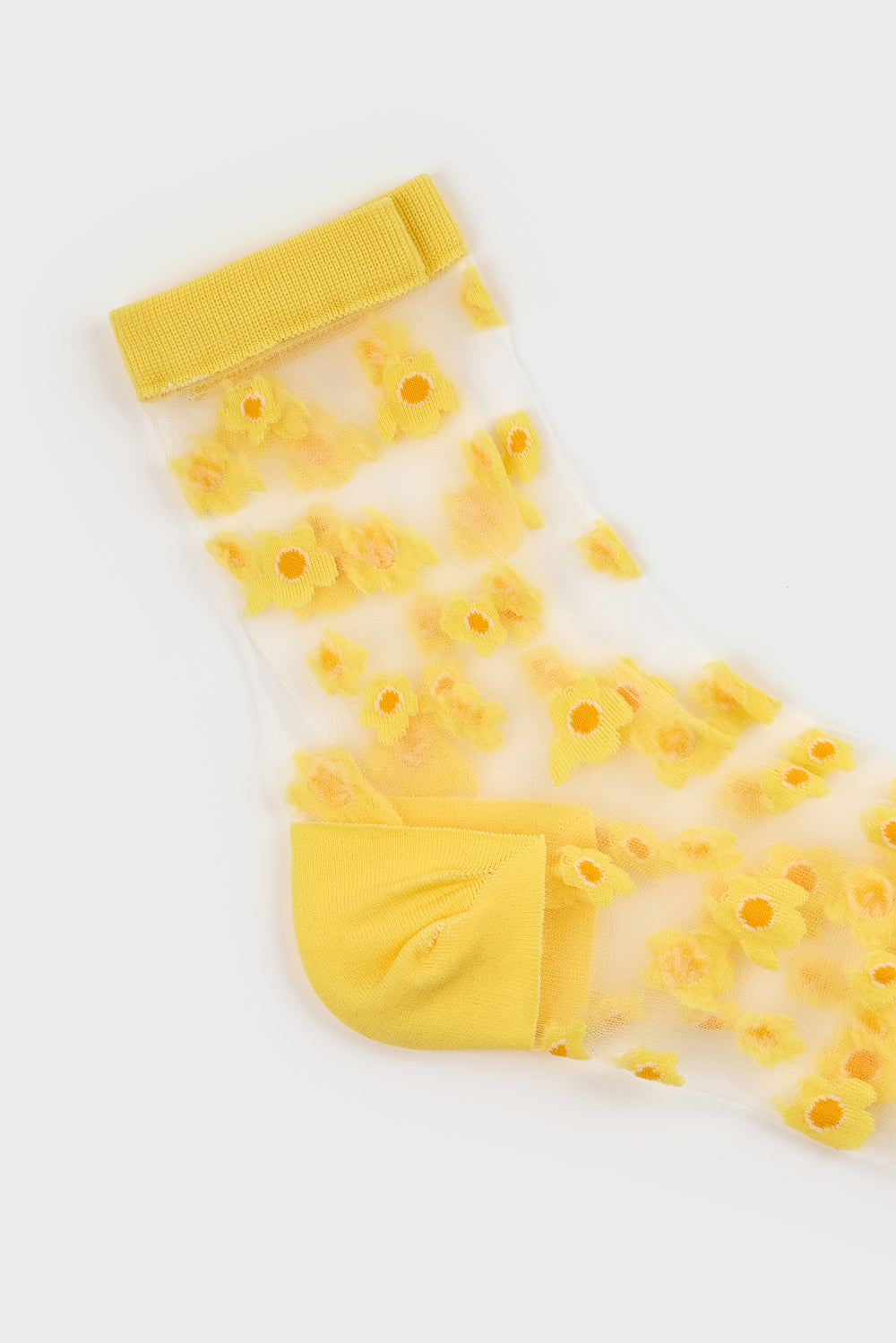 Yellow mixed flower sheer socks_4