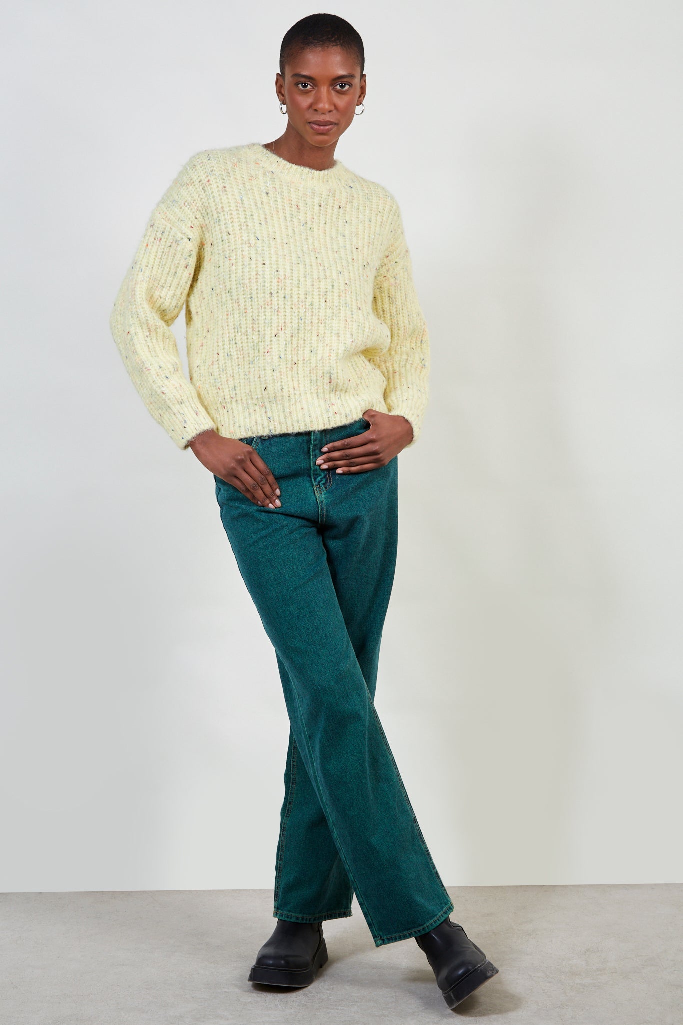 Yellow rainbow fleck ribbed jumper_2