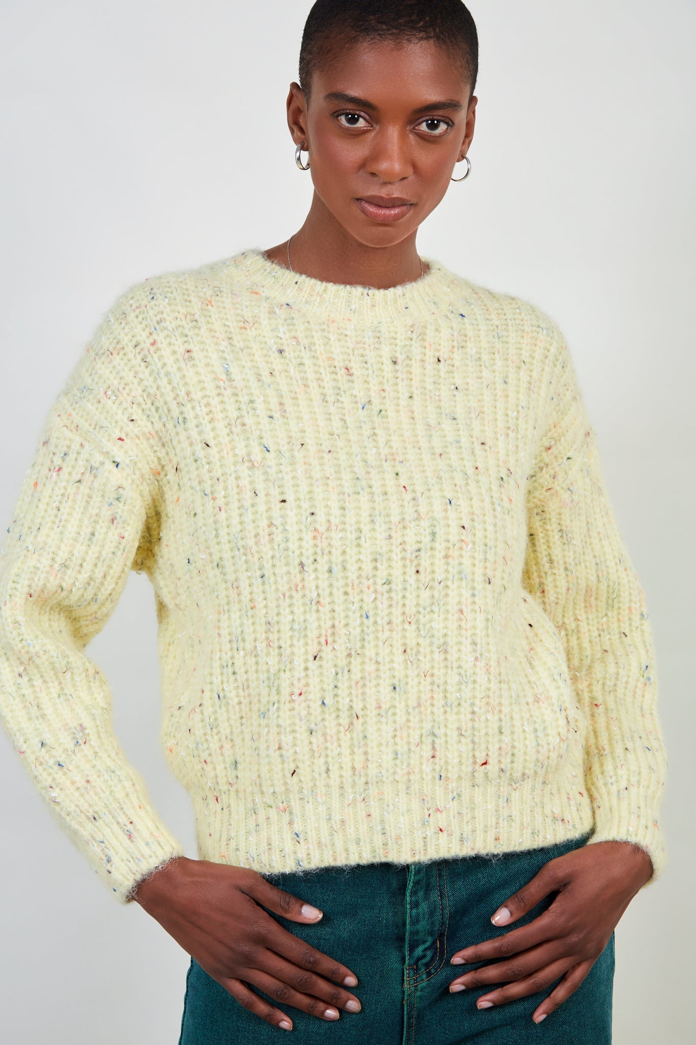 Yellow rainbow fleck ribbed jumper_4