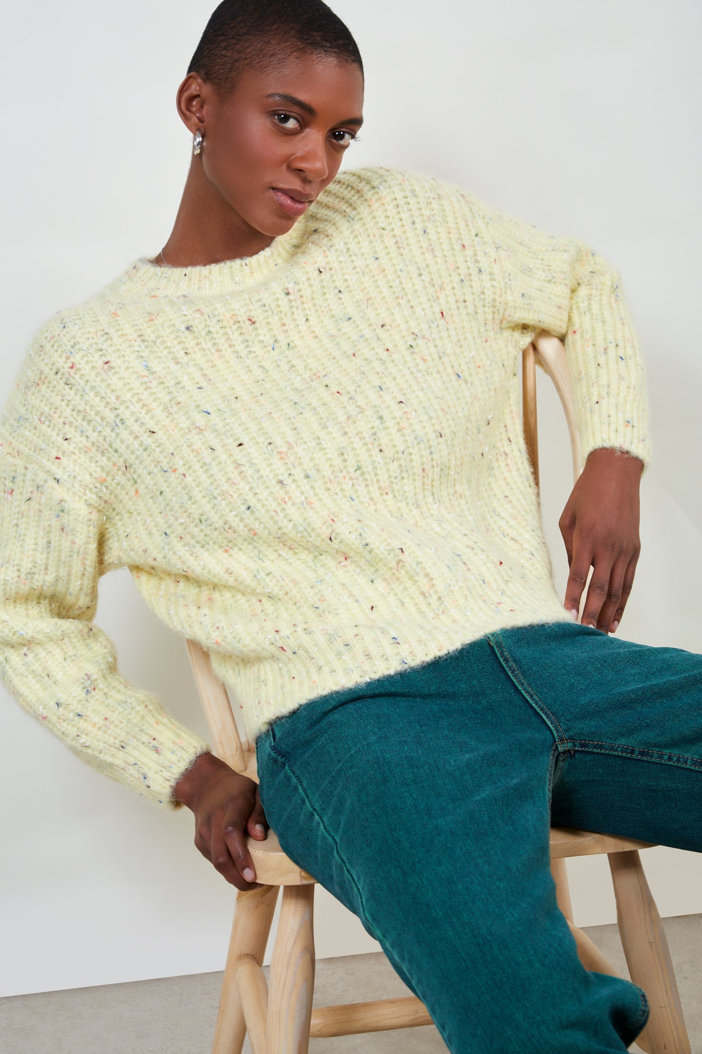 Yellow rainbow fleck ribbed jumper_1