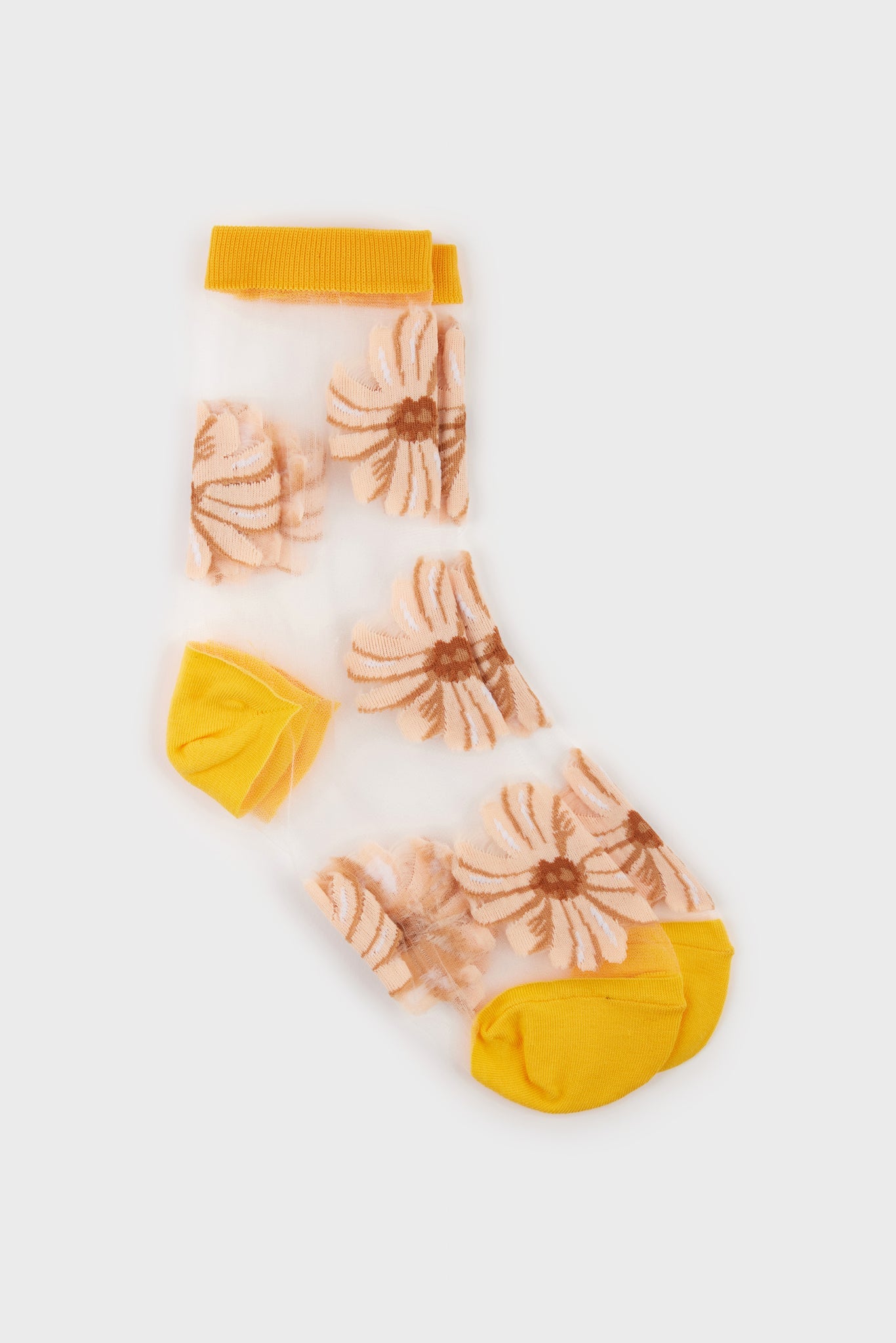Yellow sheer floral socks_3