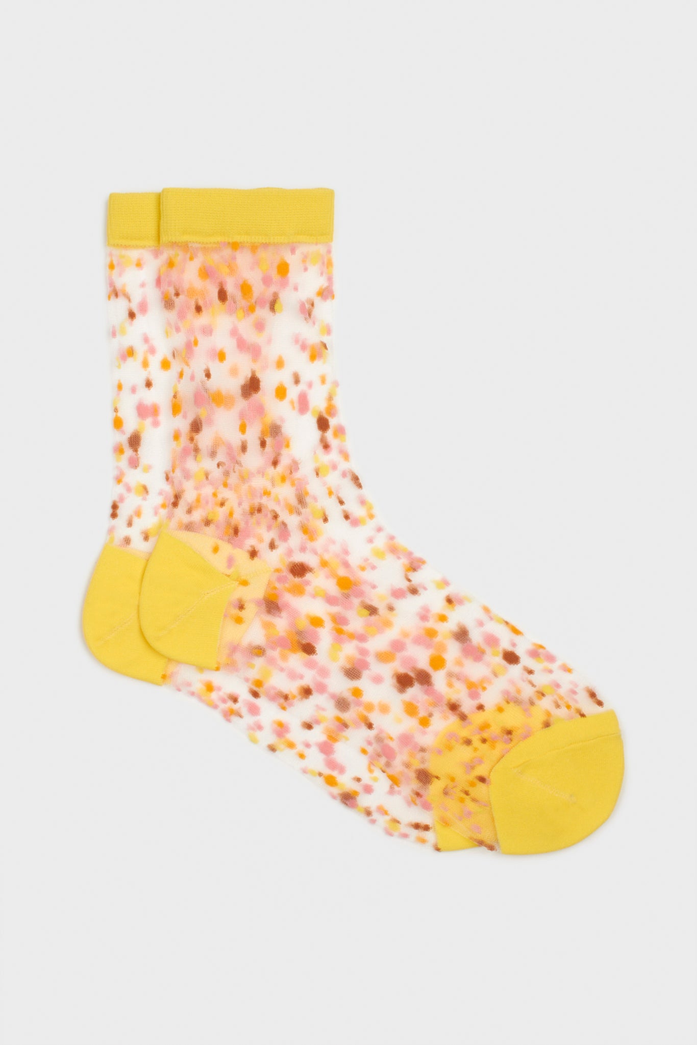Yellow sheer multicolour dot socks_2
