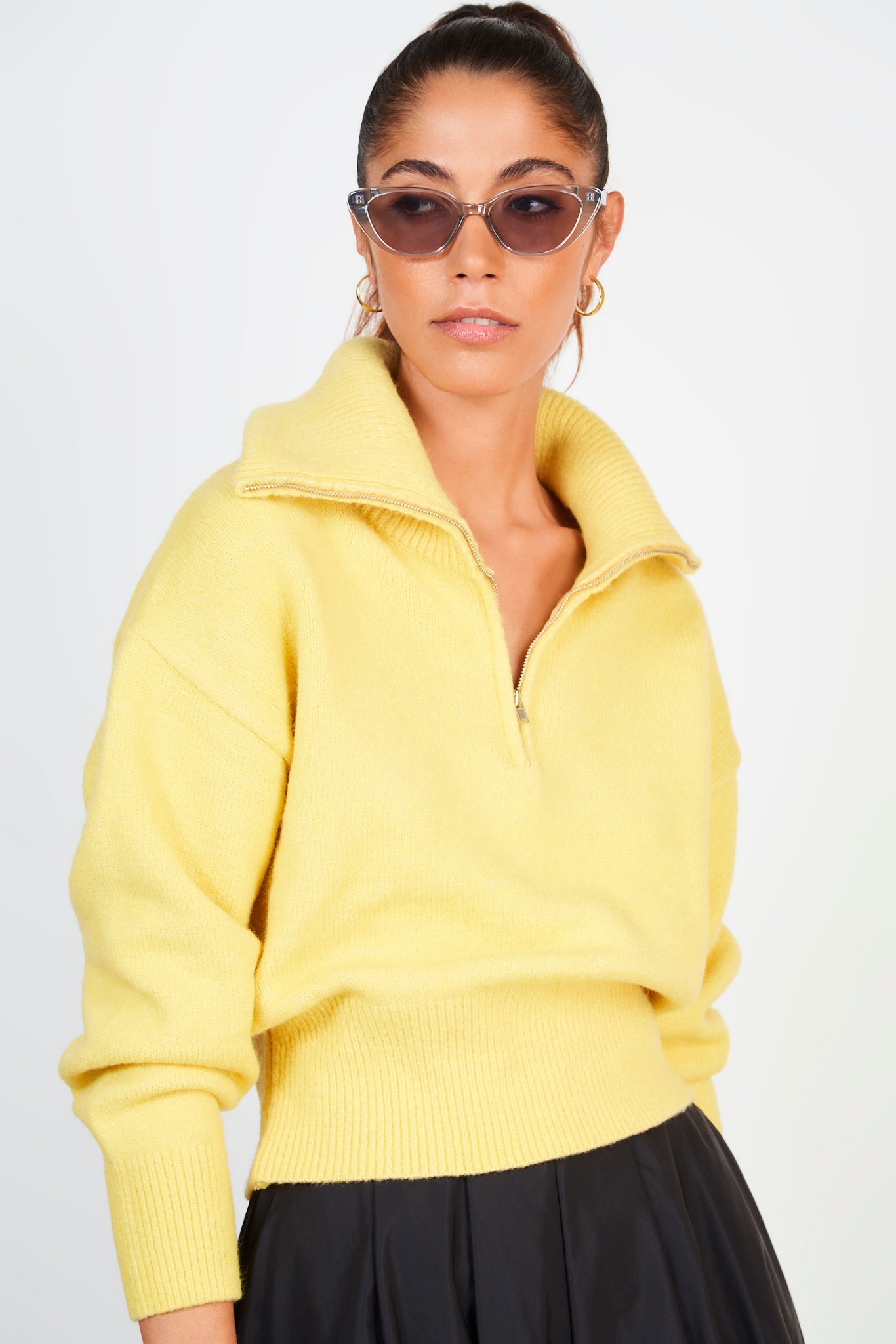 Yellow zip neck collared jumper_1