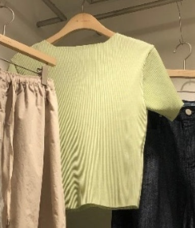 Lime ribbed short sleeve top_1