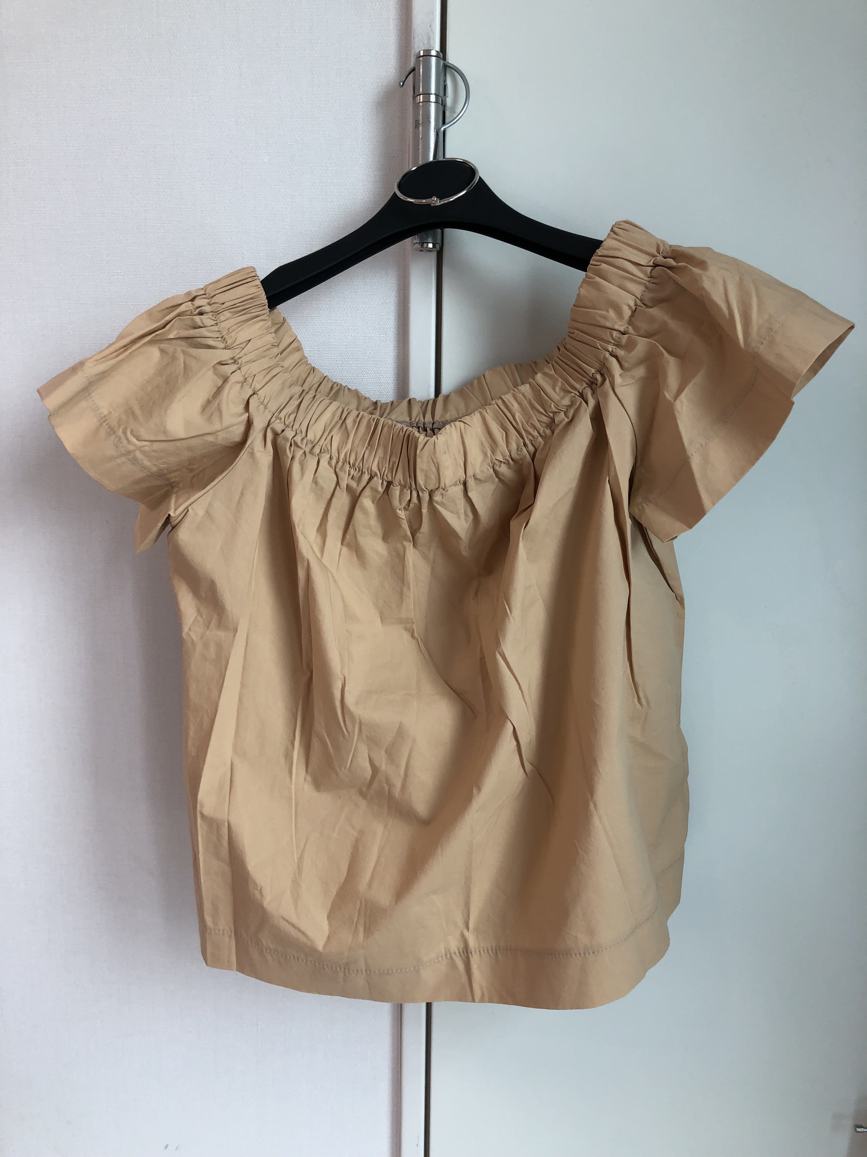 Pale yellow off shoulder top_1