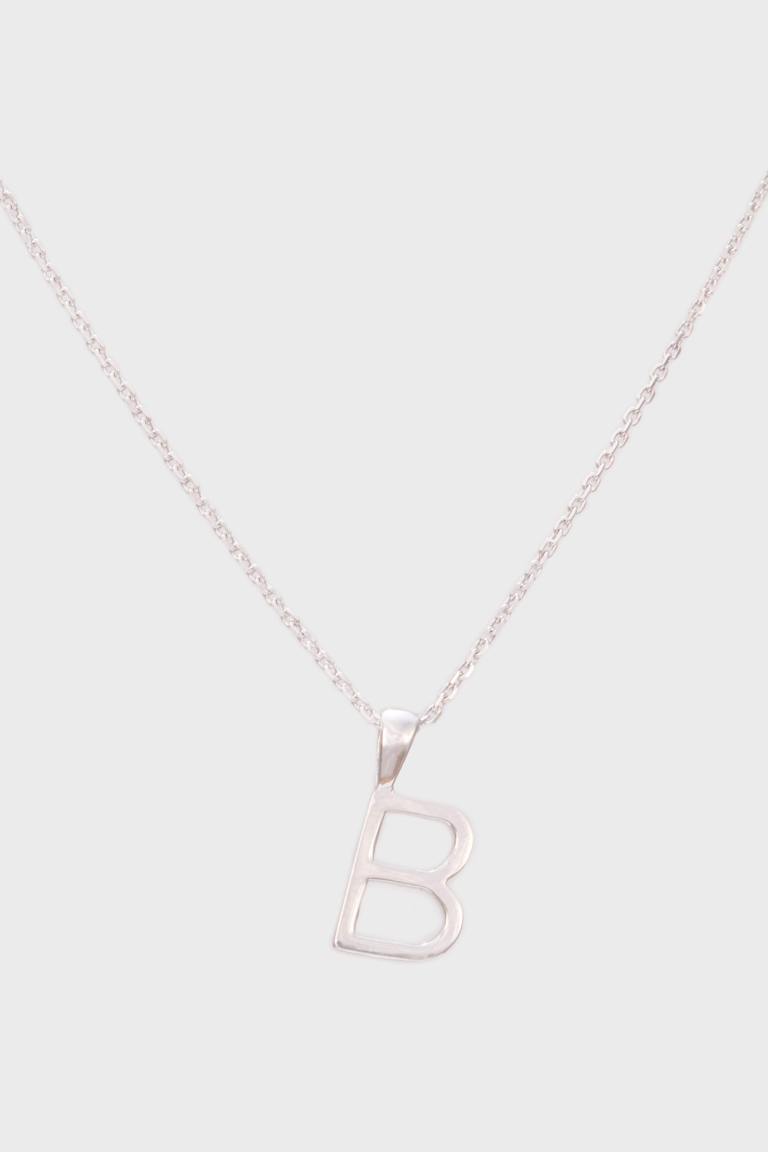 Charm necklace - Silver name initial letter 'B'_1