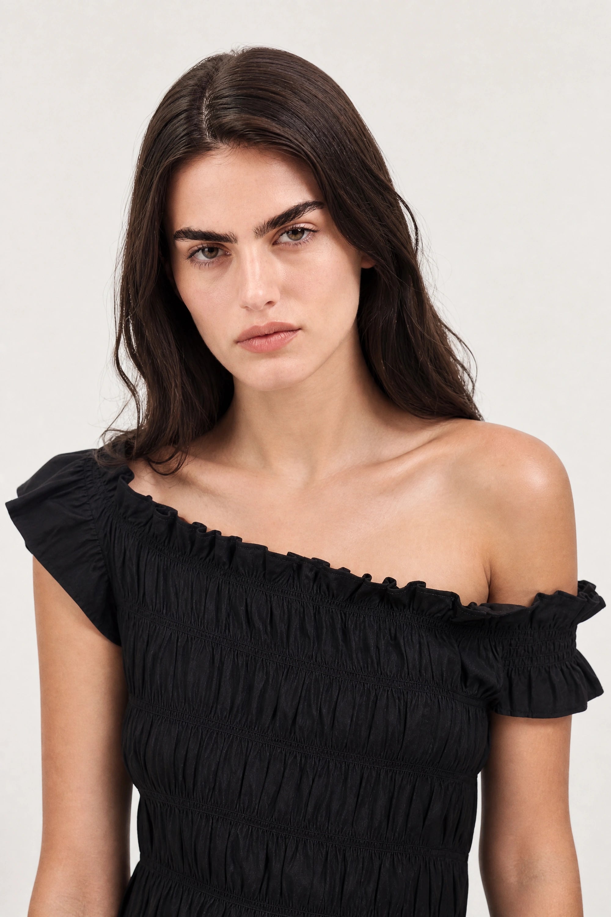 Black wide ruched asymmetric tank_4