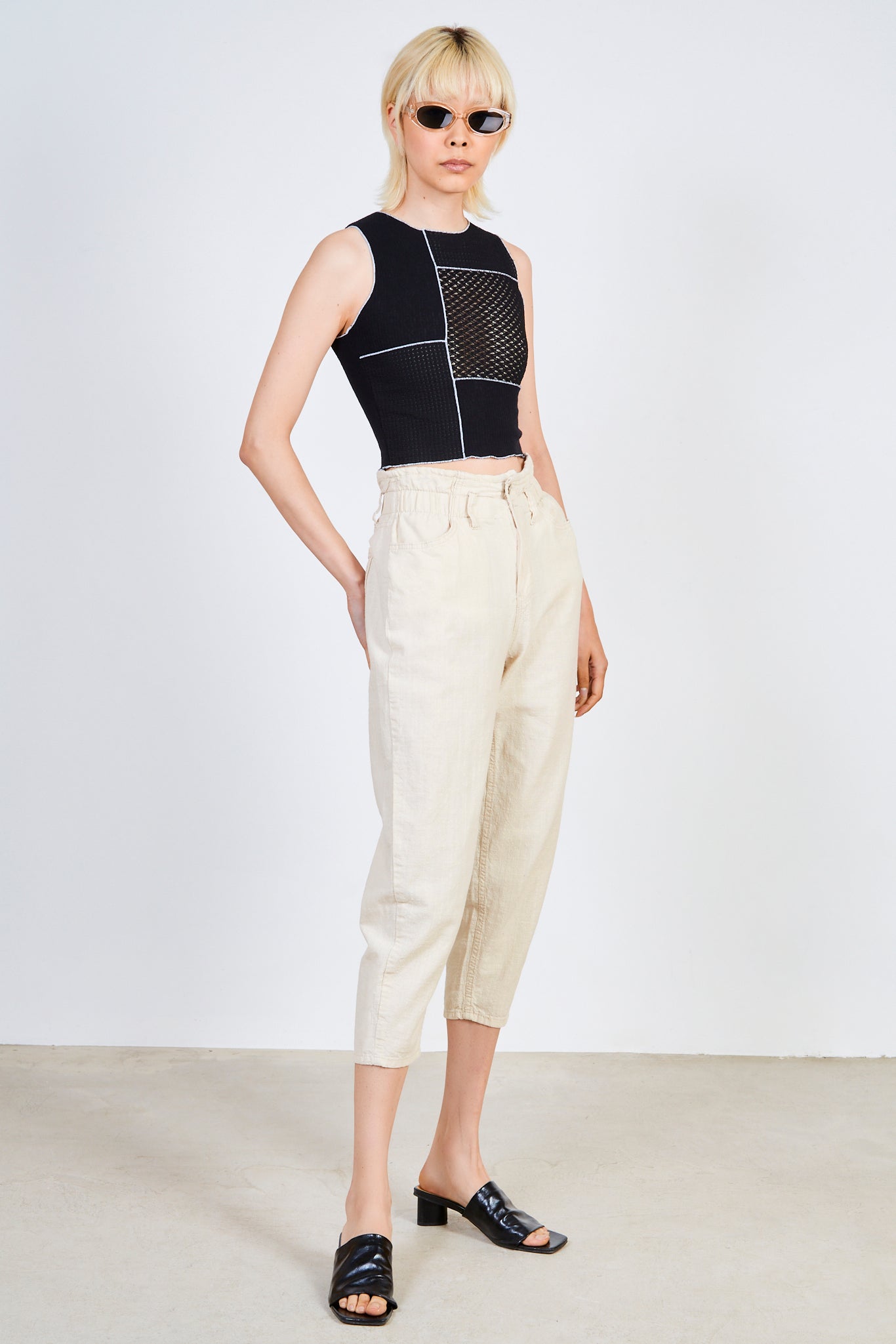 Black and ivory block trim tank_4