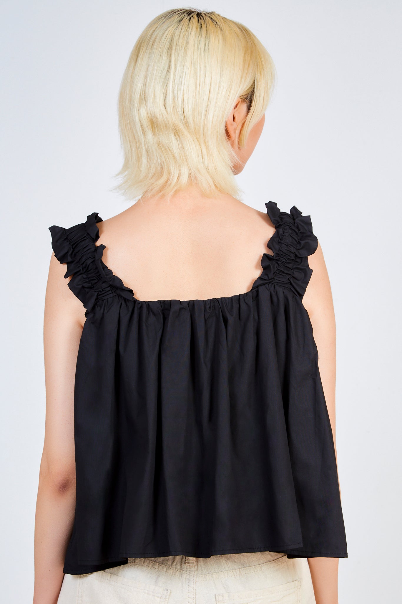 Black ruched thick strap tank_2