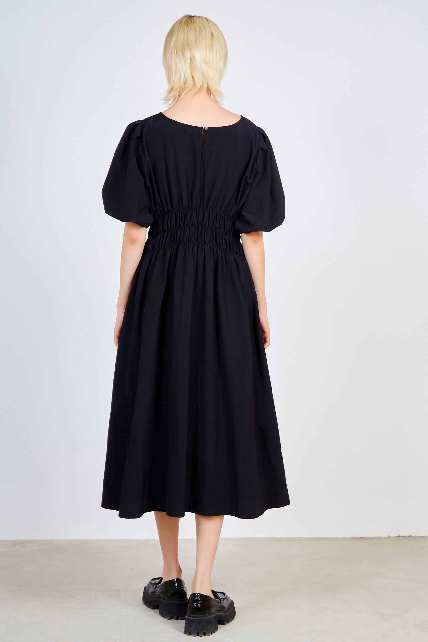 Black smocked waist dress_2