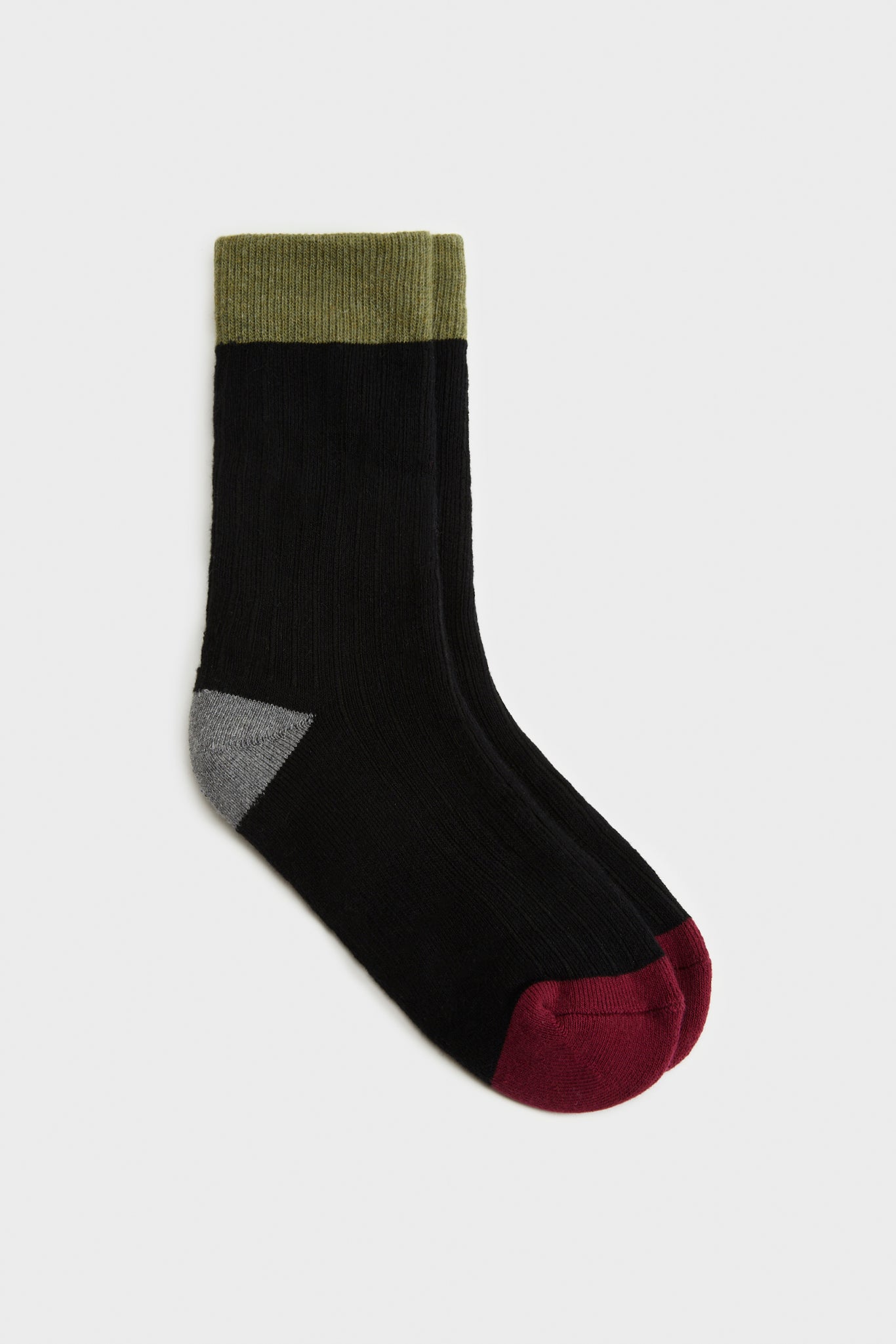 Black tricolour ribbed socks_1