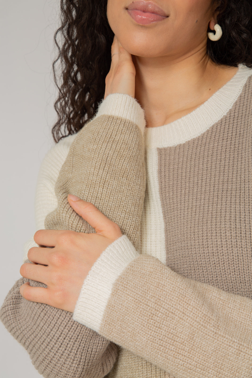 Brown and beige block check top_5