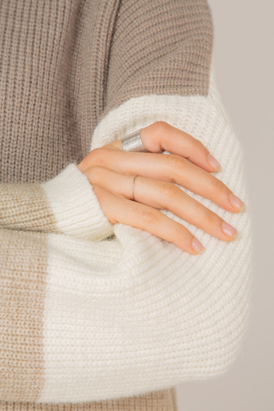 Brown and beige block check top_6