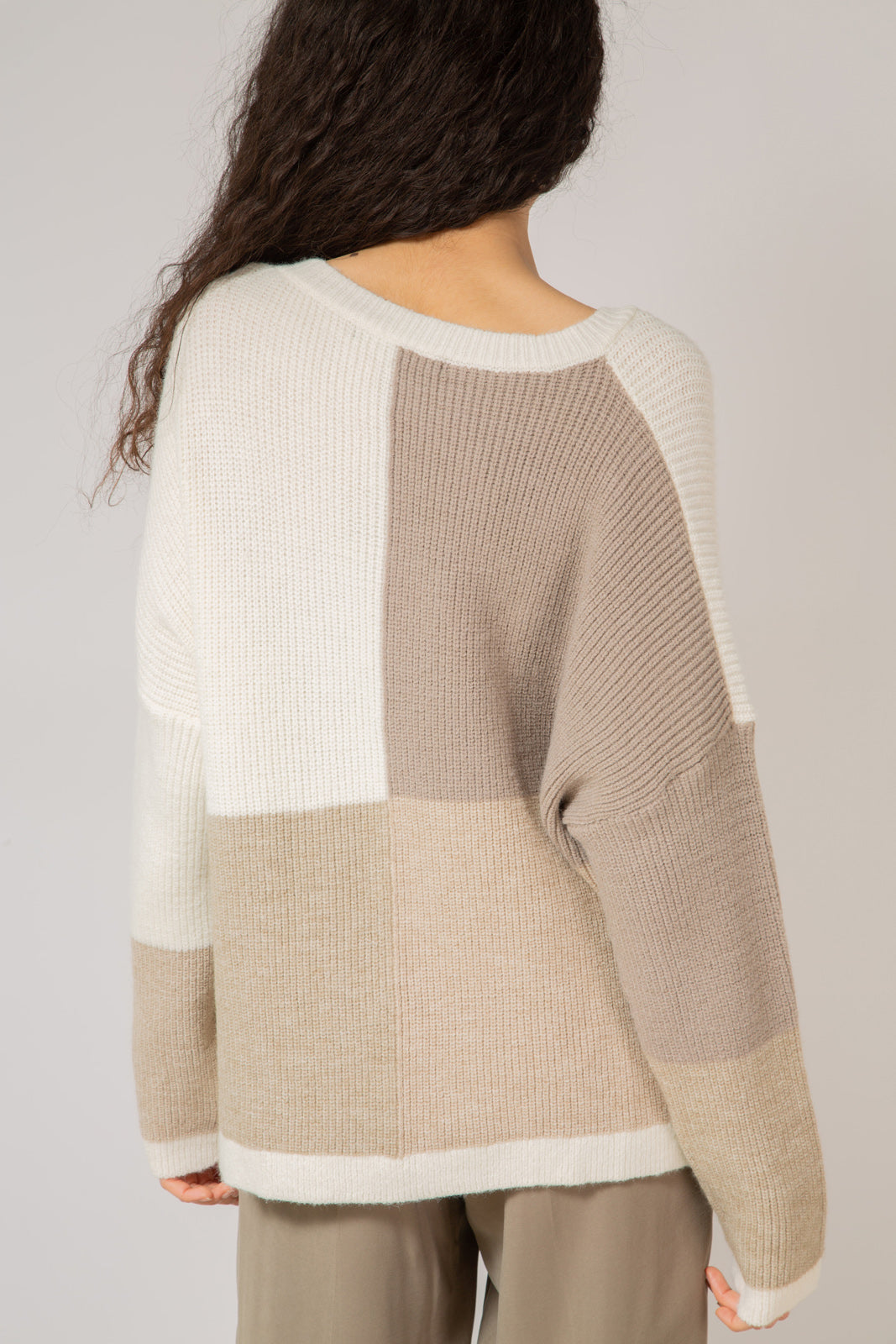 Brown and beige block check top_8