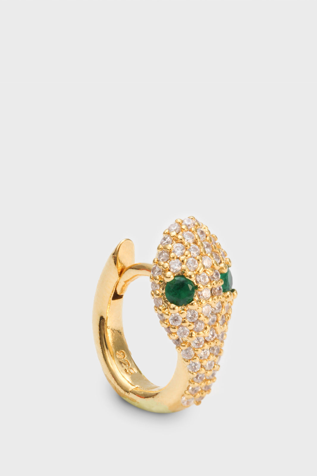Gold green diamante eyed snake ear cuff_1
