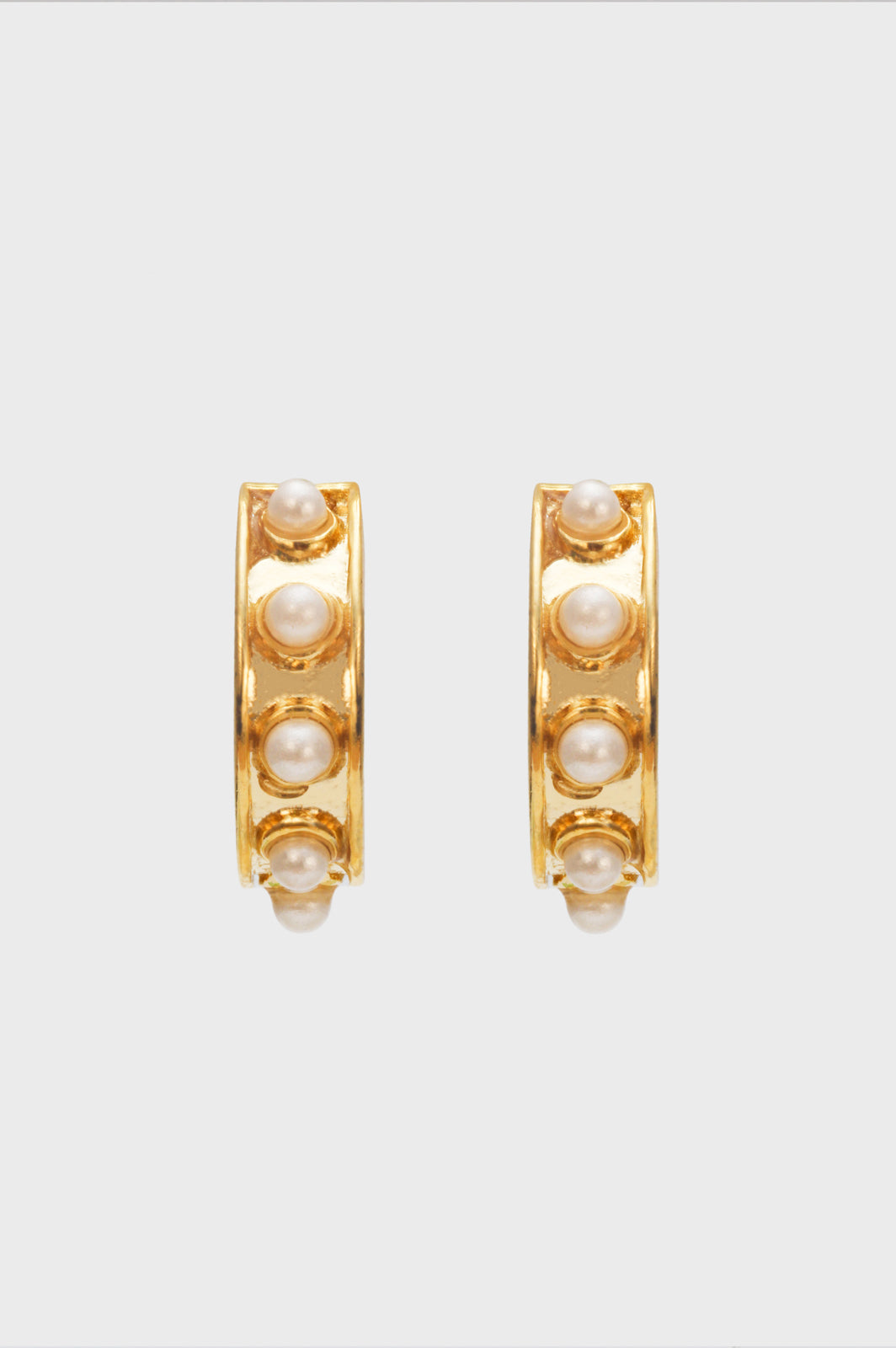 Gold dotted pearl mini hoops_2