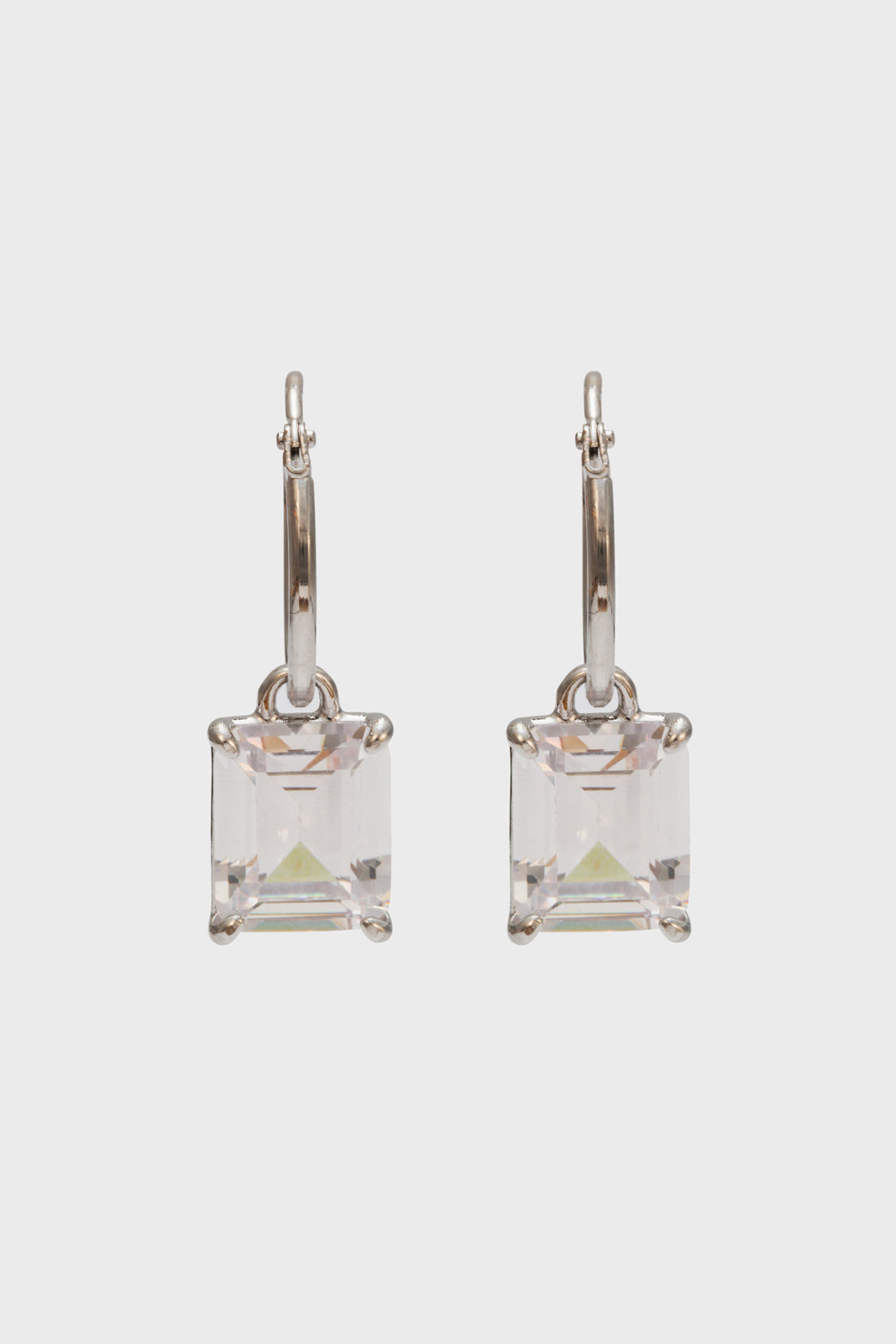 Silver rectangular diamante mini hoops_1
