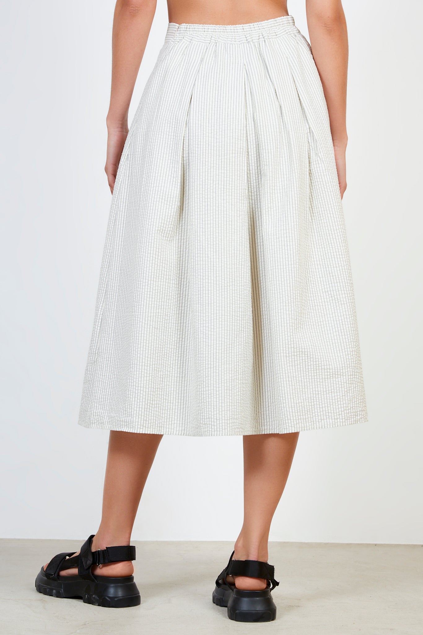 Grey and ivory striped seersucker skirt_2