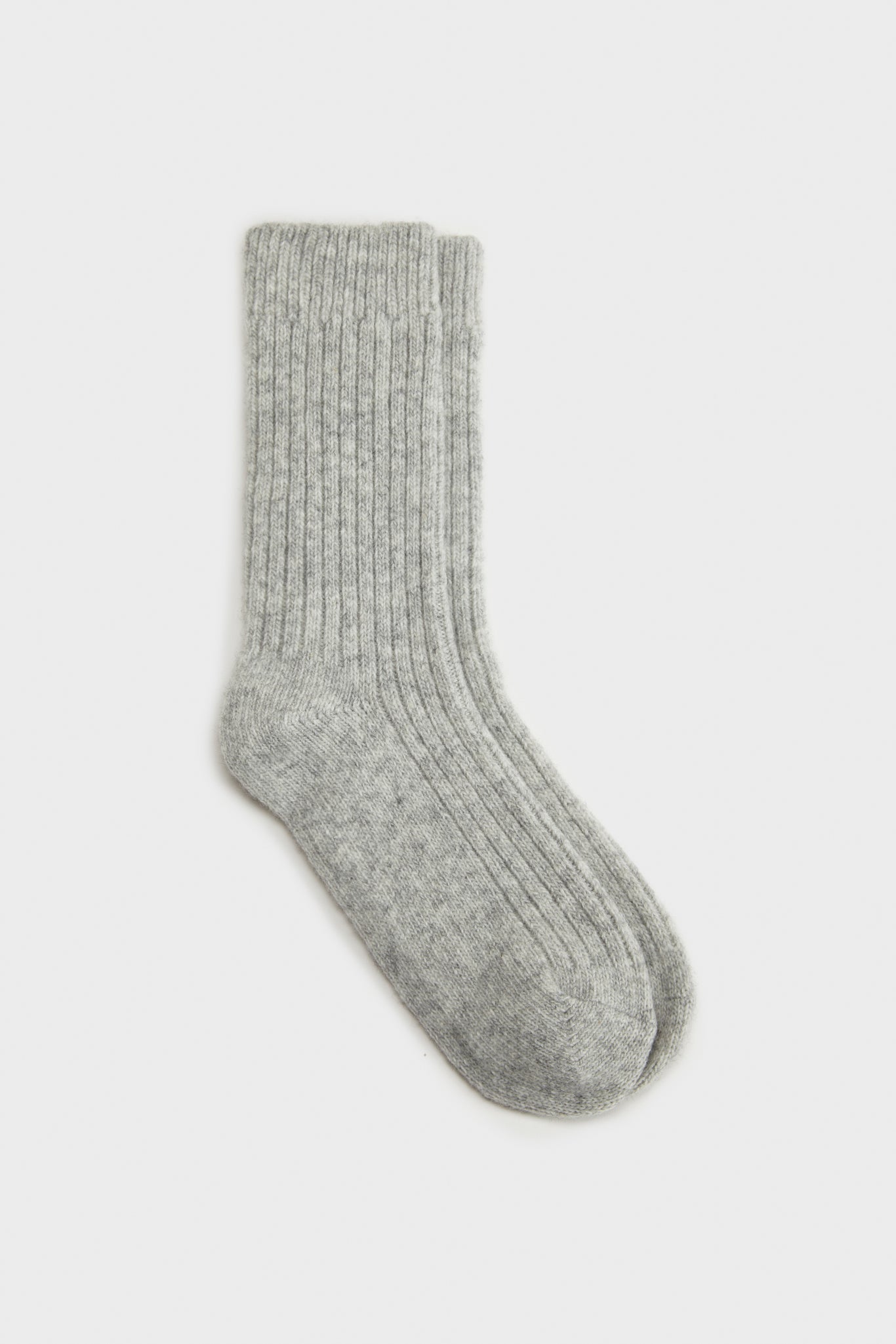 Heather grey thick ribbed cashmere blend socks_2