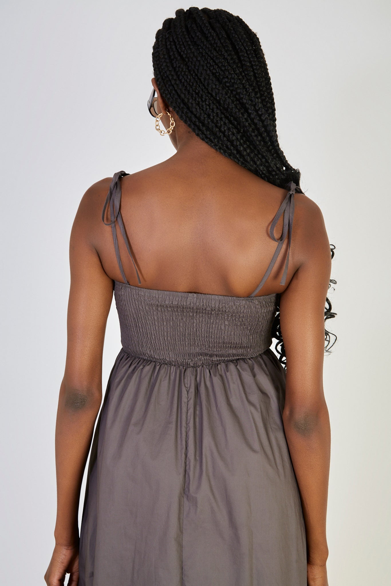 Grey ruched back tie strap dress_3