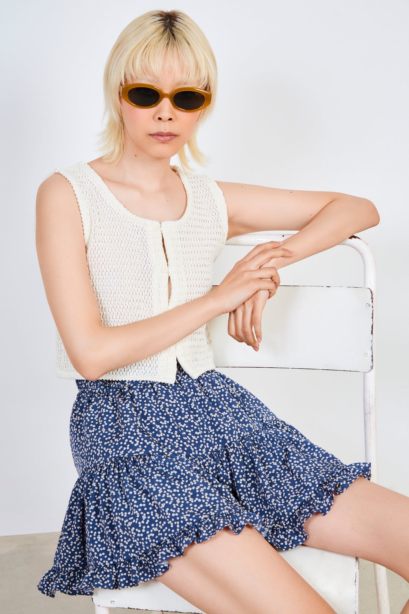 Ivory loose weave button front tank_5