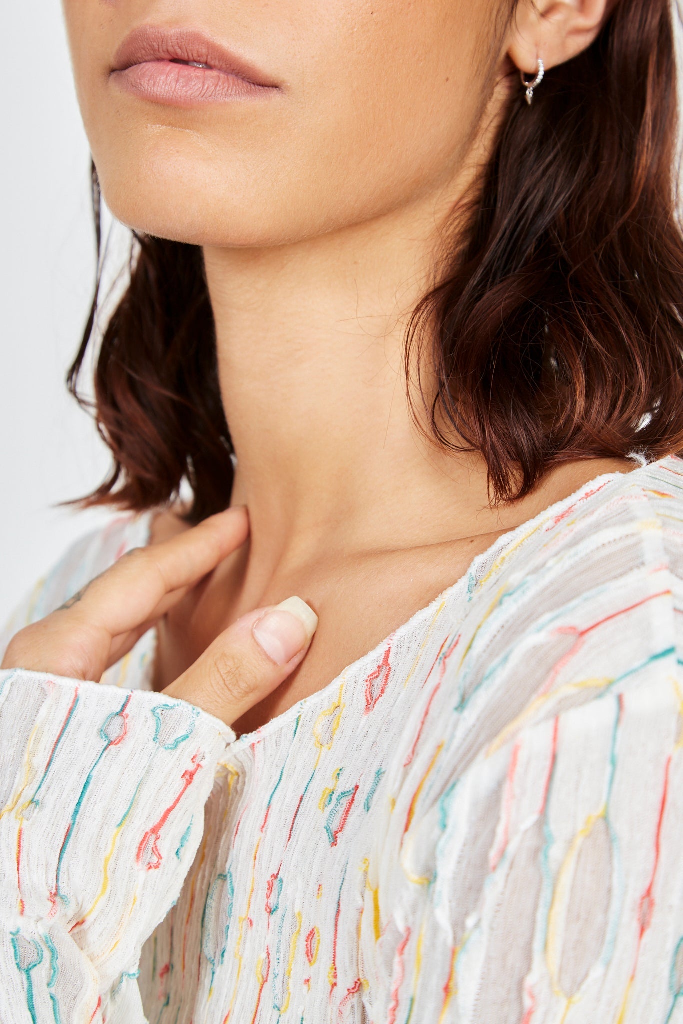 Ivory semi sheer rainbow weave blouse_4