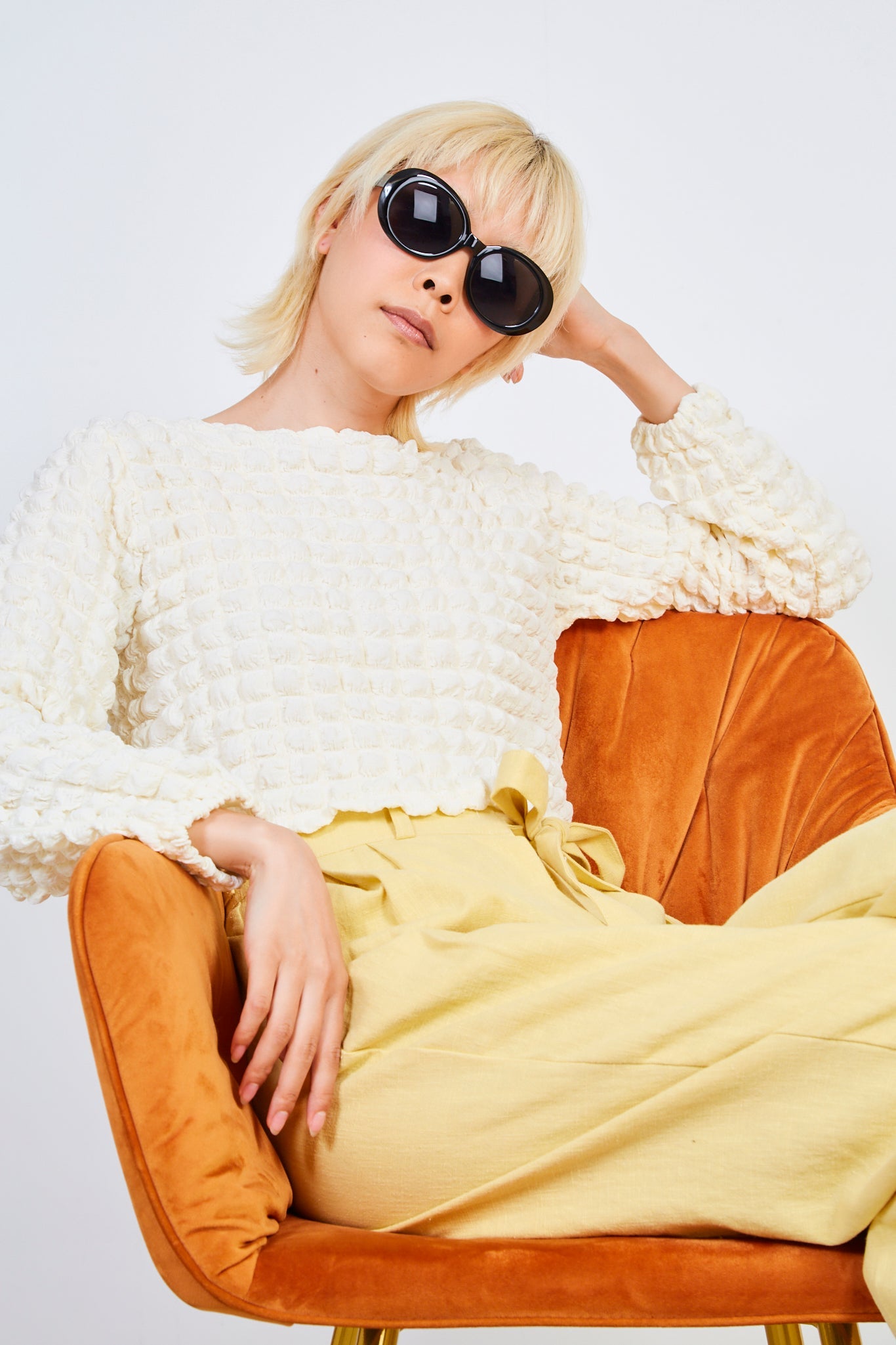 Ivory textured puff long sleeve top_5