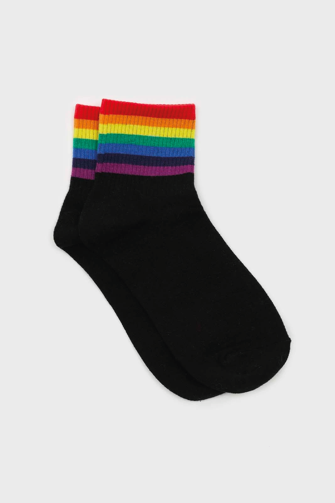 Black rainbow ankle stripe socks_1