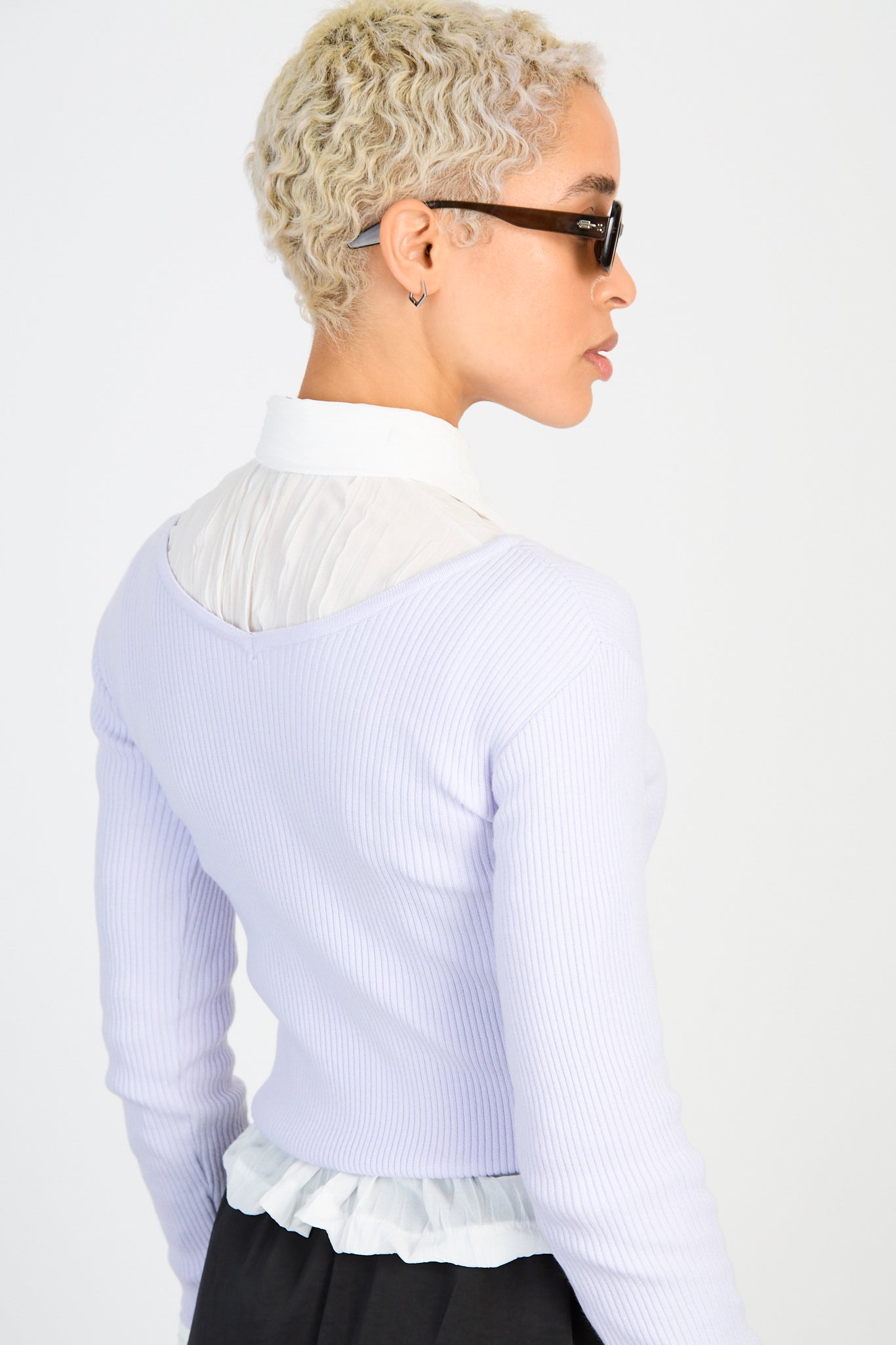 Lilac V back cross front knit top_2