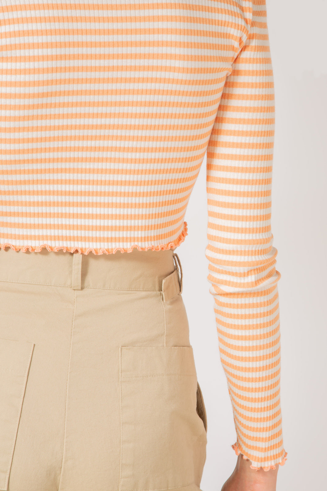Orange striped button up top_10