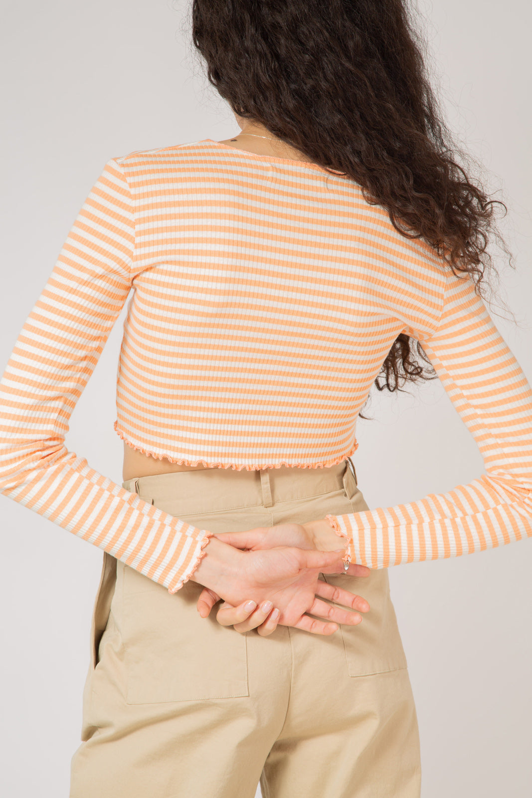 Orange striped button up top_7