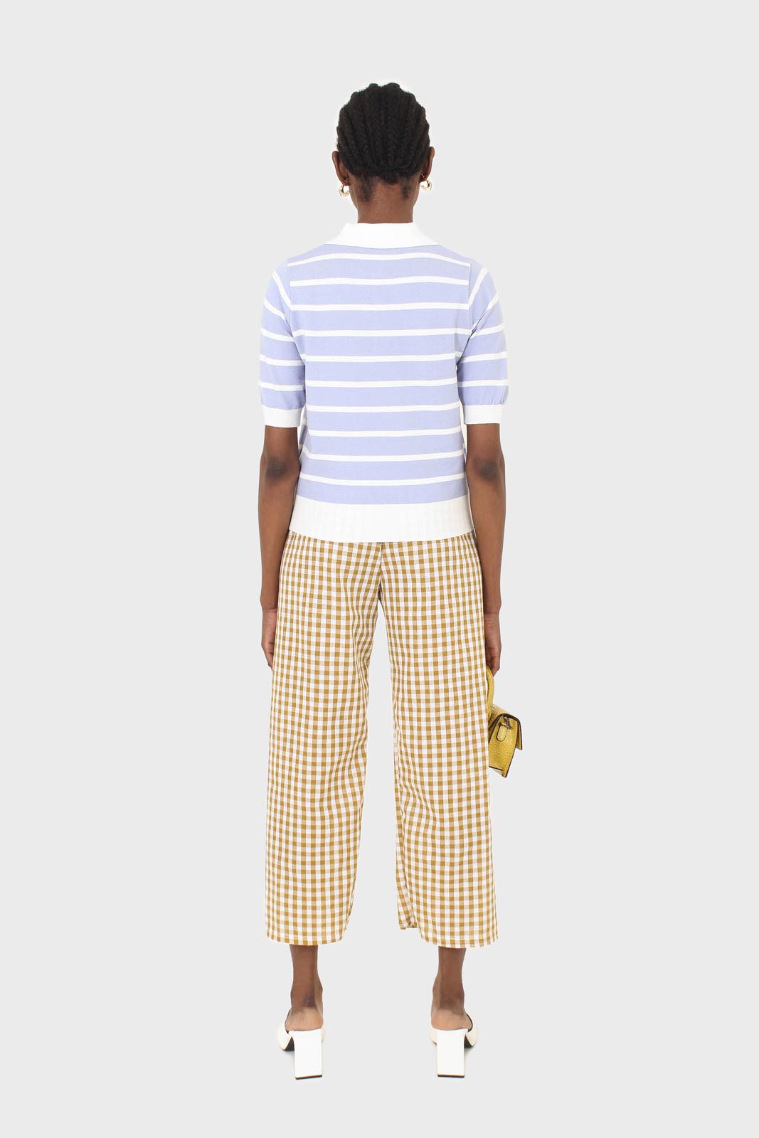 Mustard and white gingham loose fit trousers_5