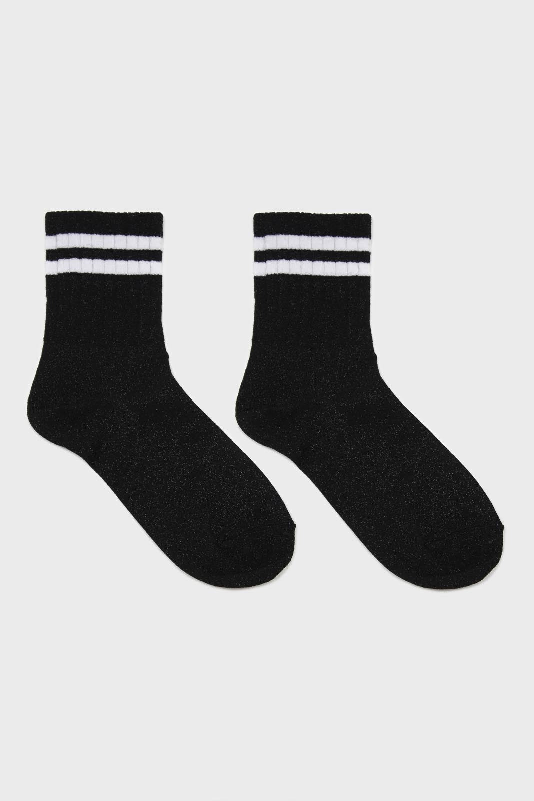 Black metallic white varsity stripe socks_4