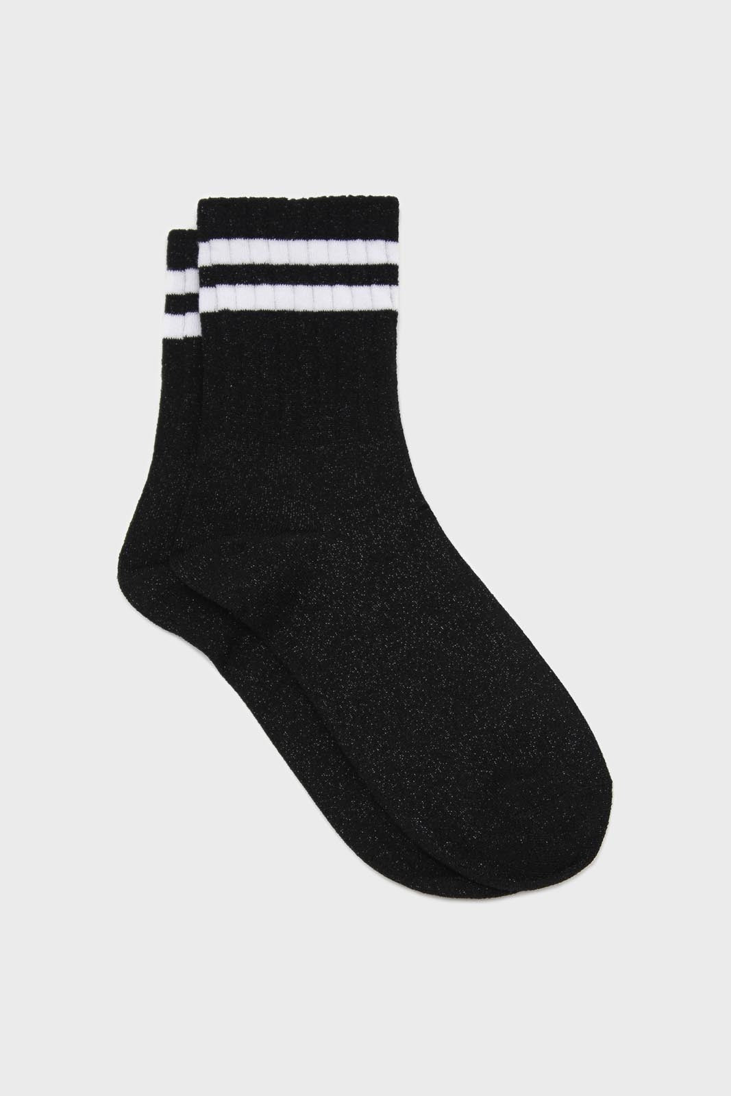 Black metallic white varsity stripe socks_3