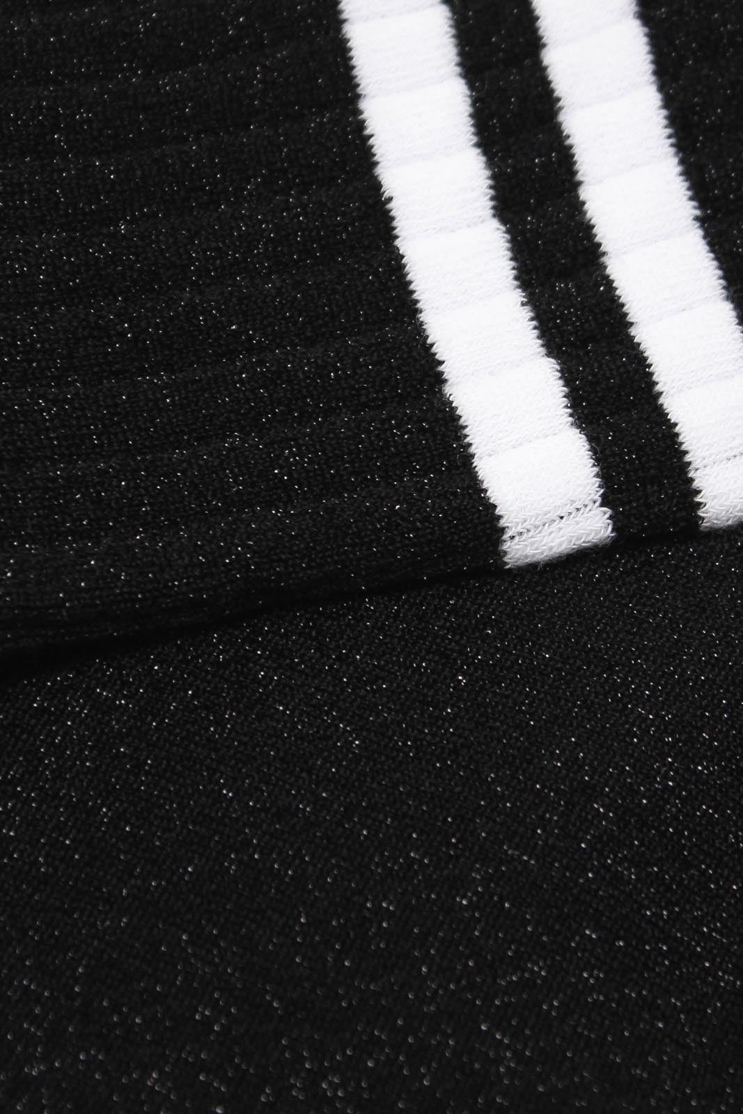 Black metallic white varsity stripe socks_5
