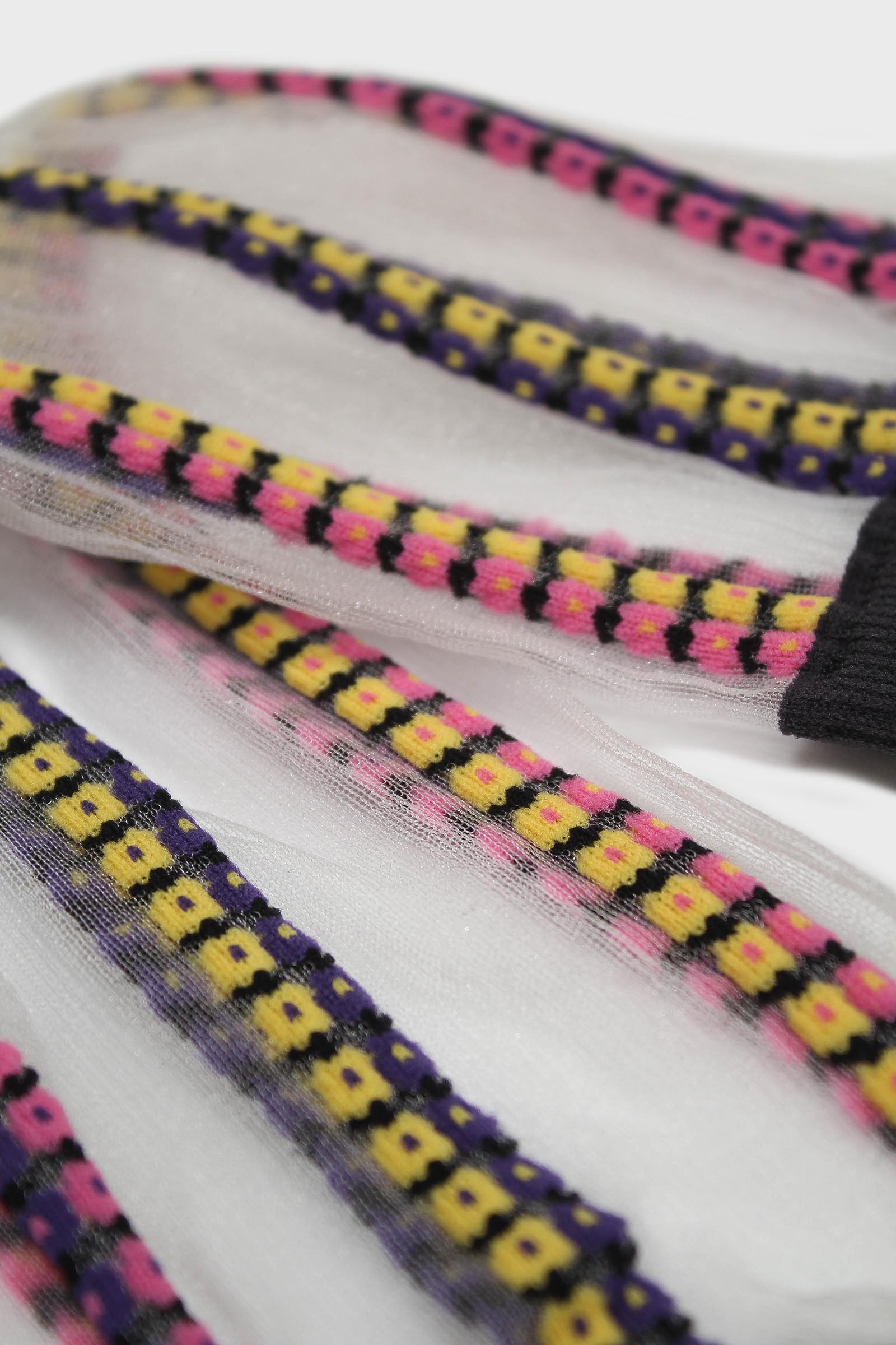 Pink and yellow floral stripe sheer socks_2