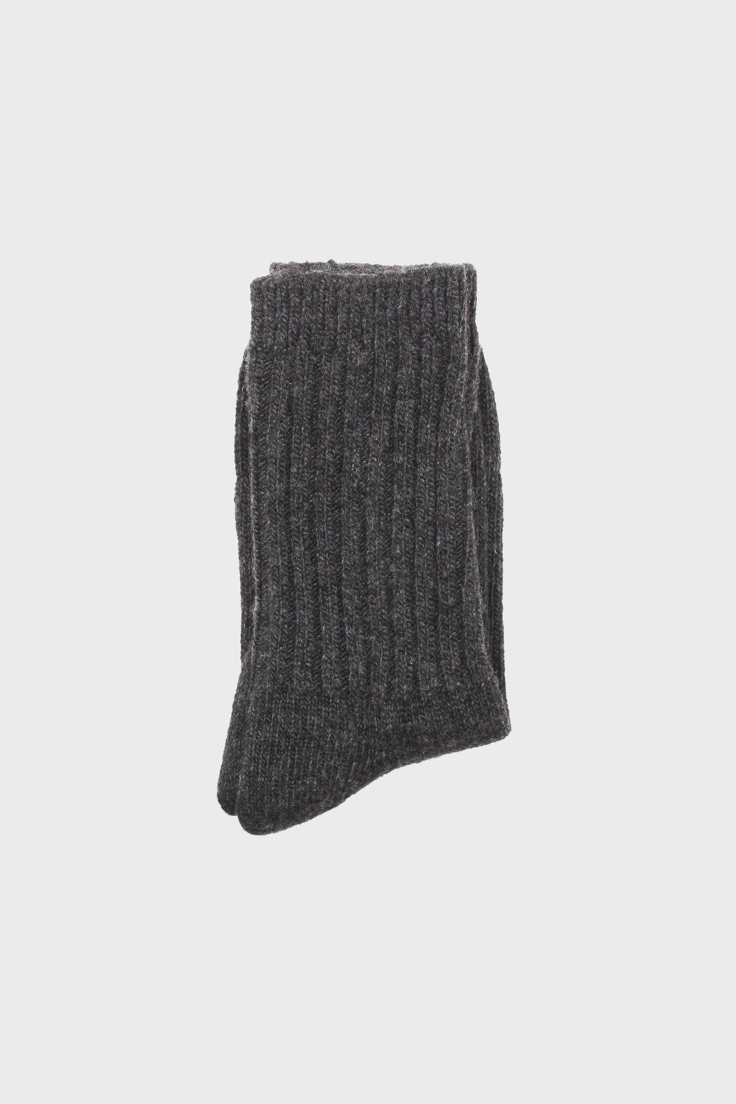 Charcoal ribbed cashmere wool blend socks_4