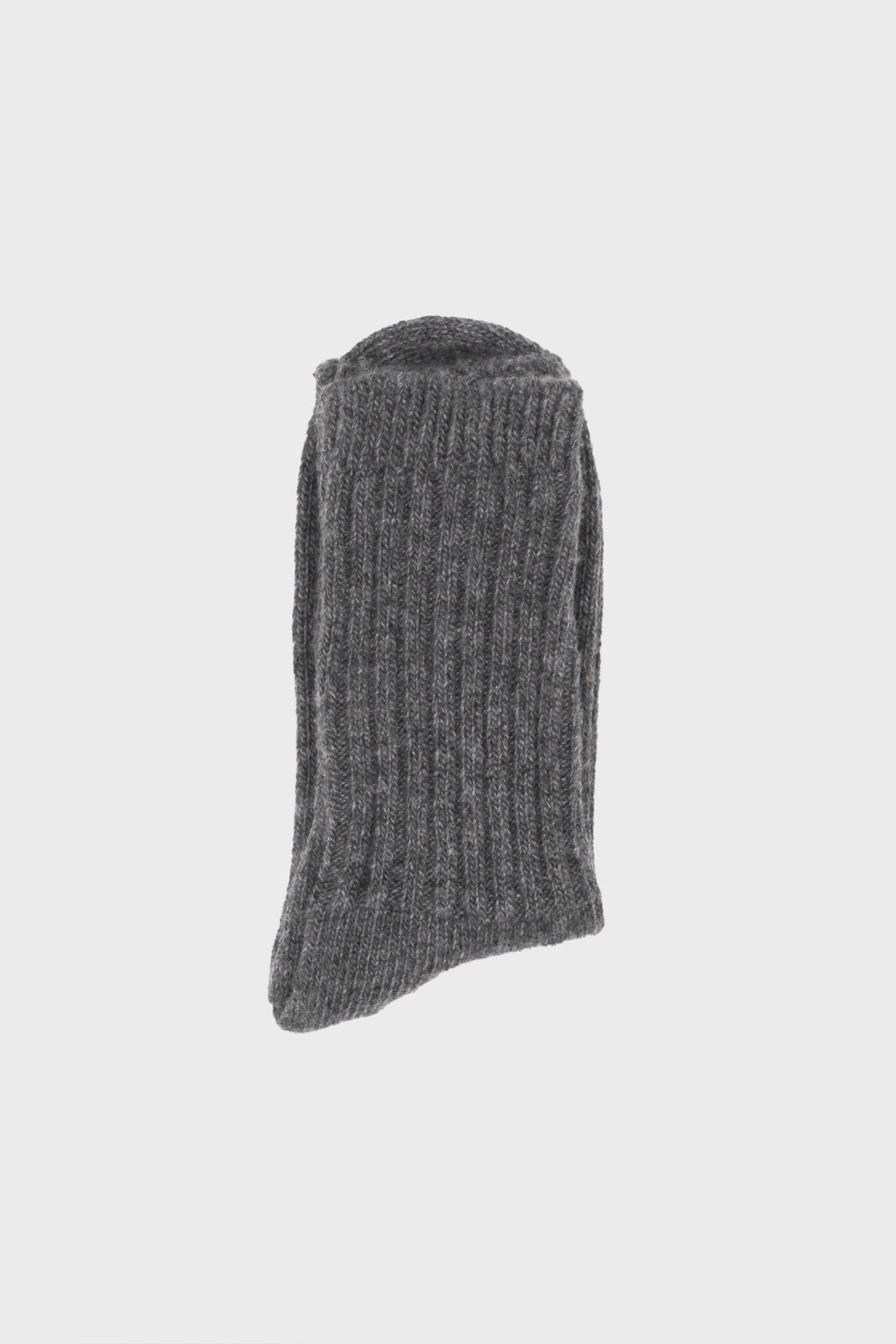 Grey ribbed cashmere wool blend socks_4