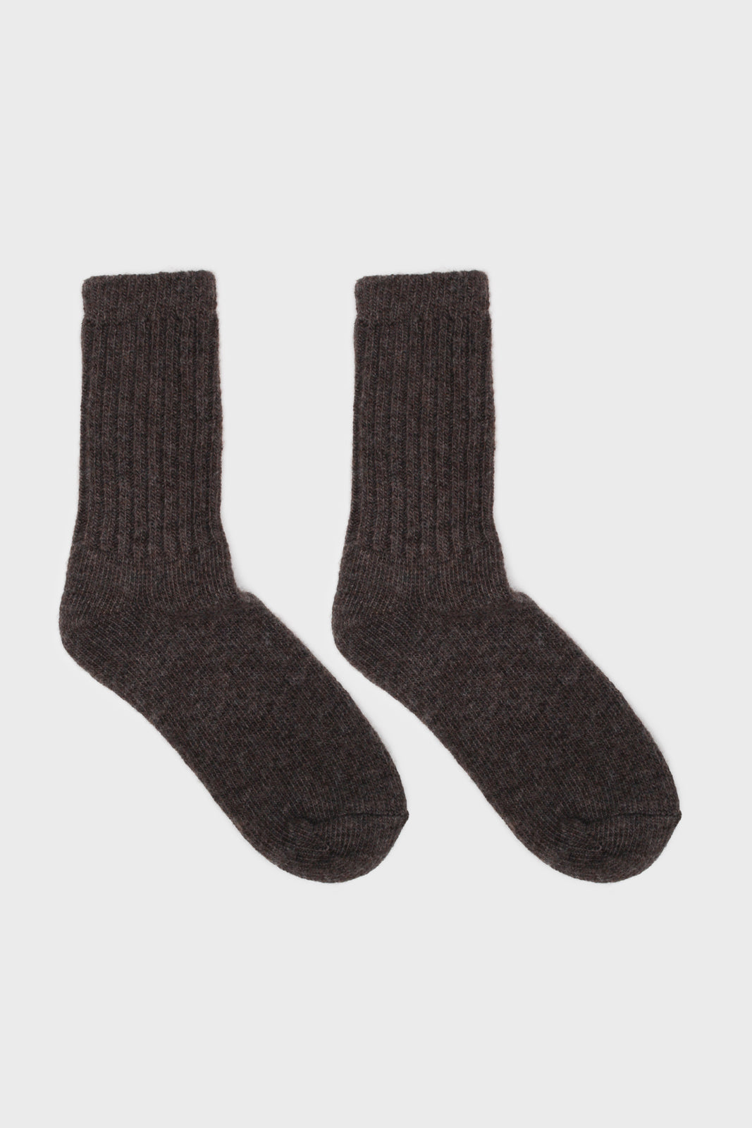 Brown ribbed cashmere wool blend socks_3