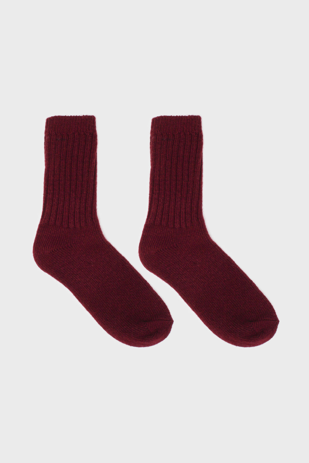 Burgundy ribbed cashmere wool blend socks_3